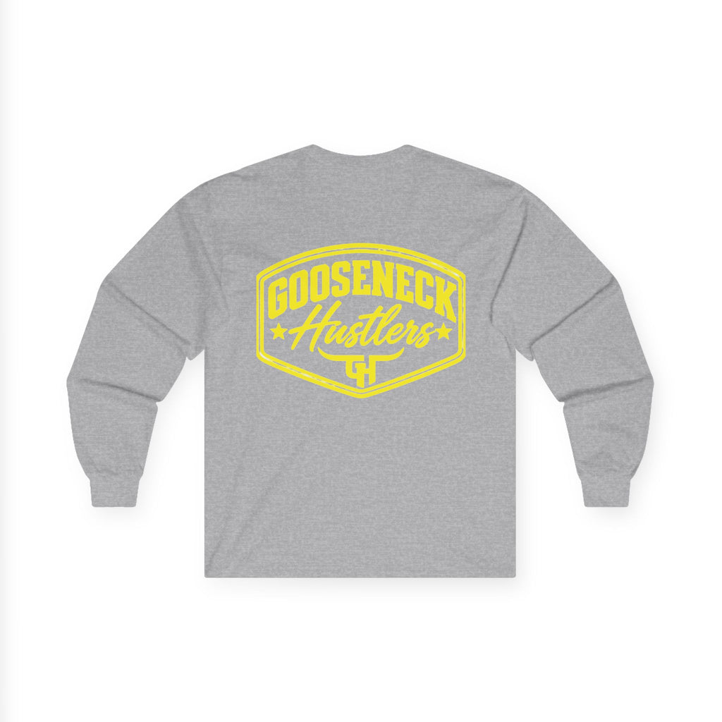 Gooseneck Hustlers logo Long Sleeve Tee | Western ranchy trucker design