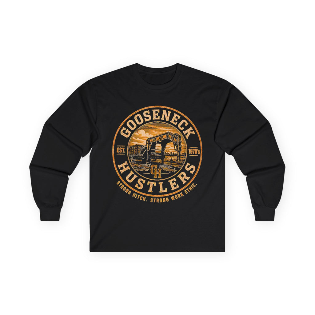 Gooseneck Hustlers logo Long Sleeve Tee | Vintage truck oilfield design