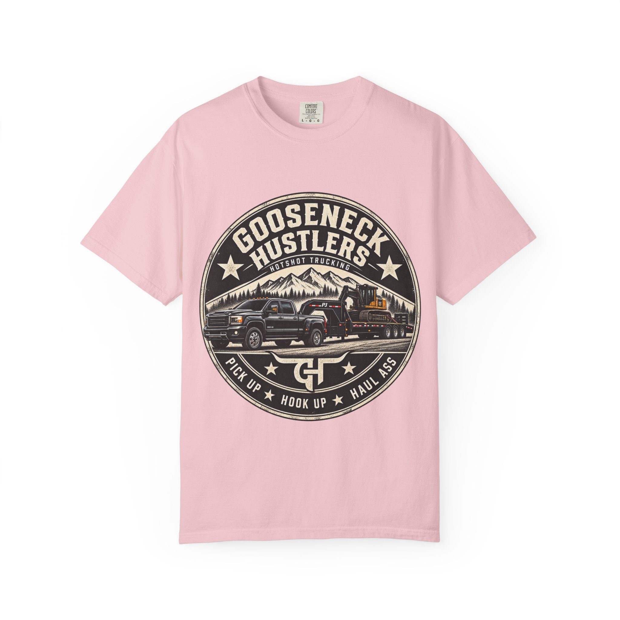 Gooseneck Hustlers Pickup Truck T-Shirt | Mountain Tow Haul Graphic