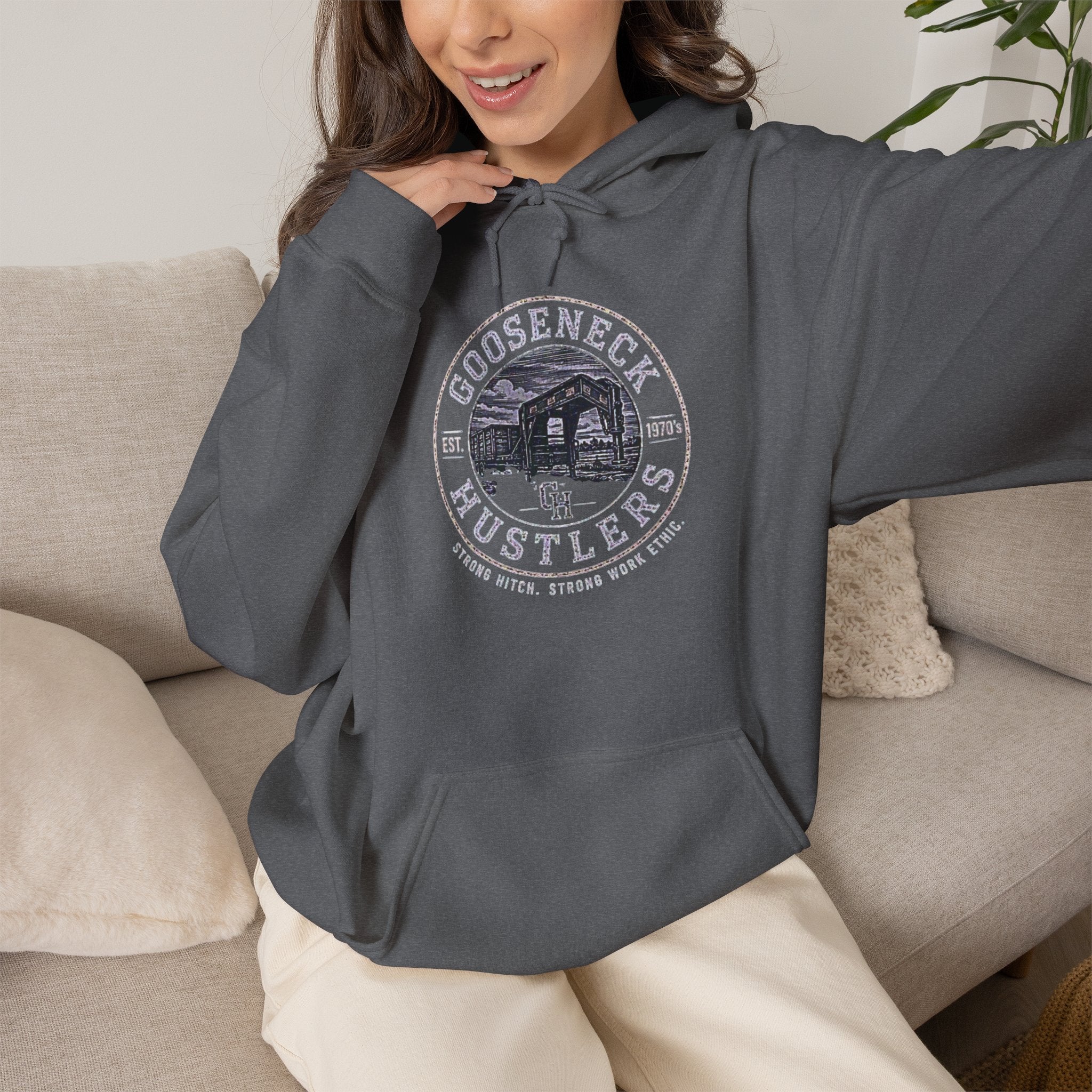 Gooseneck Hustlers logo Hoodie | Vintage Truck Emblem sweatshirt