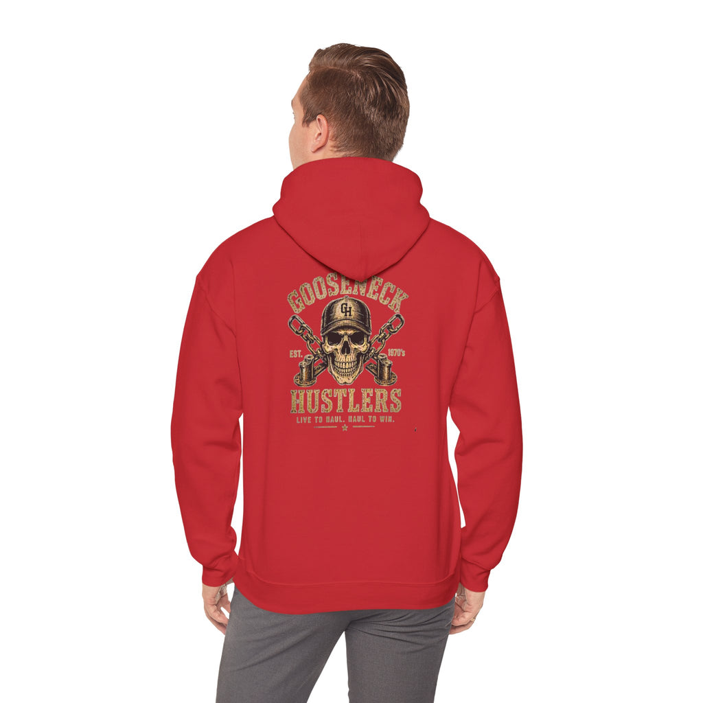 Good Luck Hustlers Skull Hoodie | Crossed Baseball Bats Vintage Logo