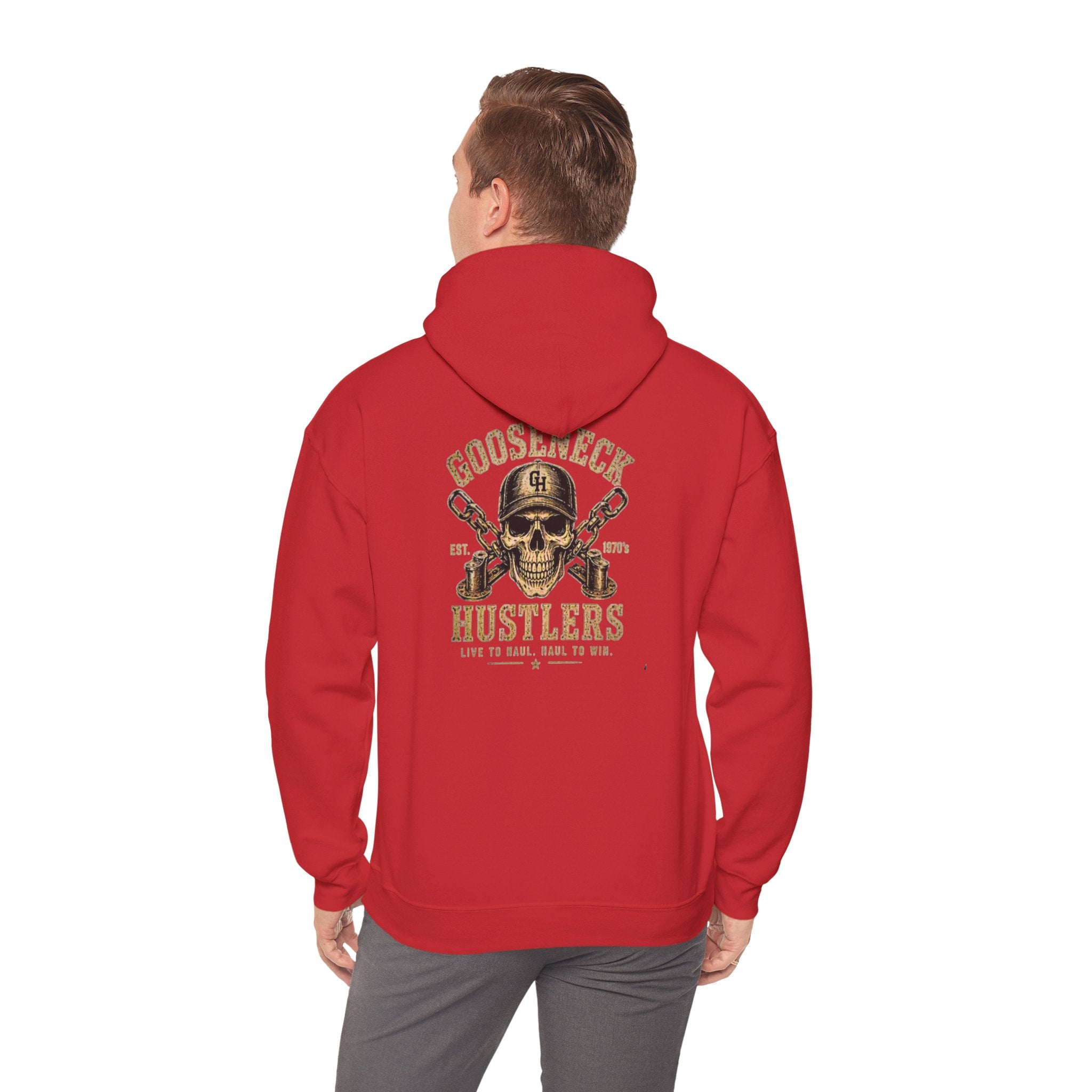 Good Luck Hustlers Skull Hoodie | Crossed Baseball Bats Vintage Logo