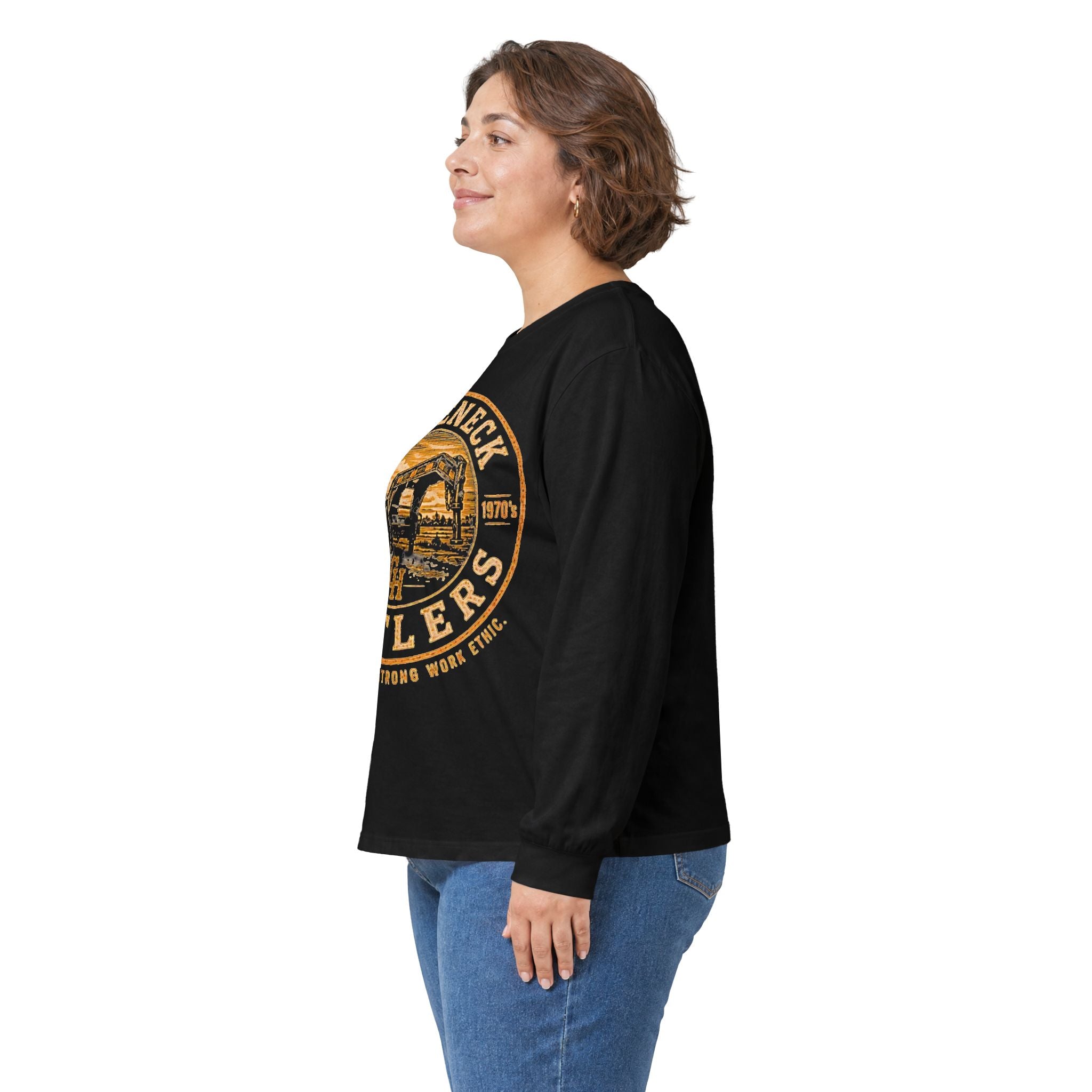 Gooseneck Hustlers logo Long Sleeve Tee | Vintage truck oilfield design