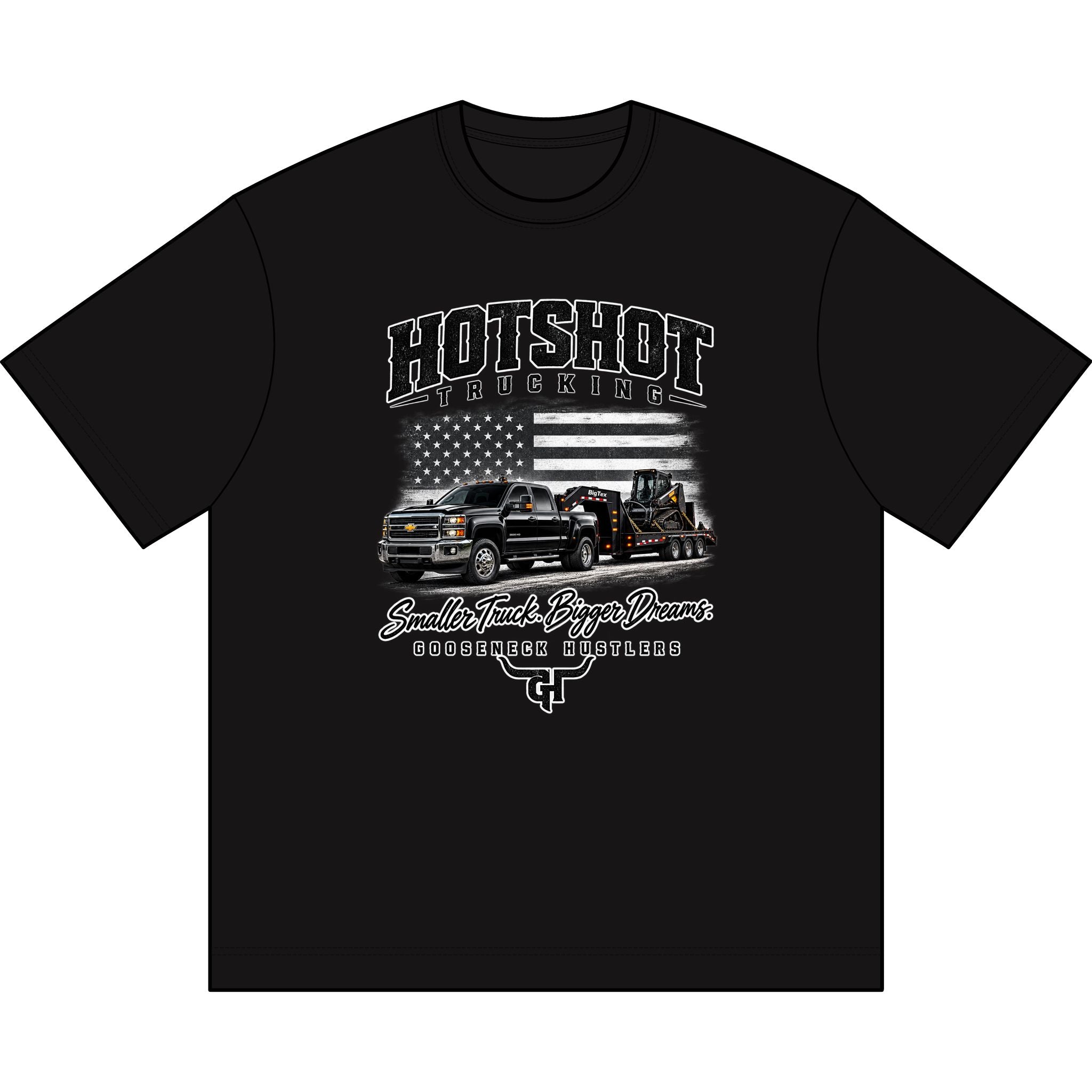 Hotshot Trucking Graphic Tee | Semi Trucks American Flag Design