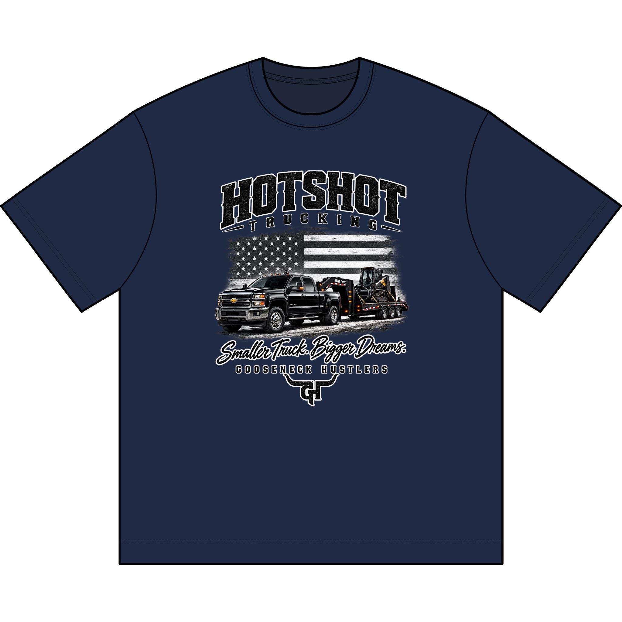 Hotshot Trucking Graphic Tee | Semi Trucks American Flag Design