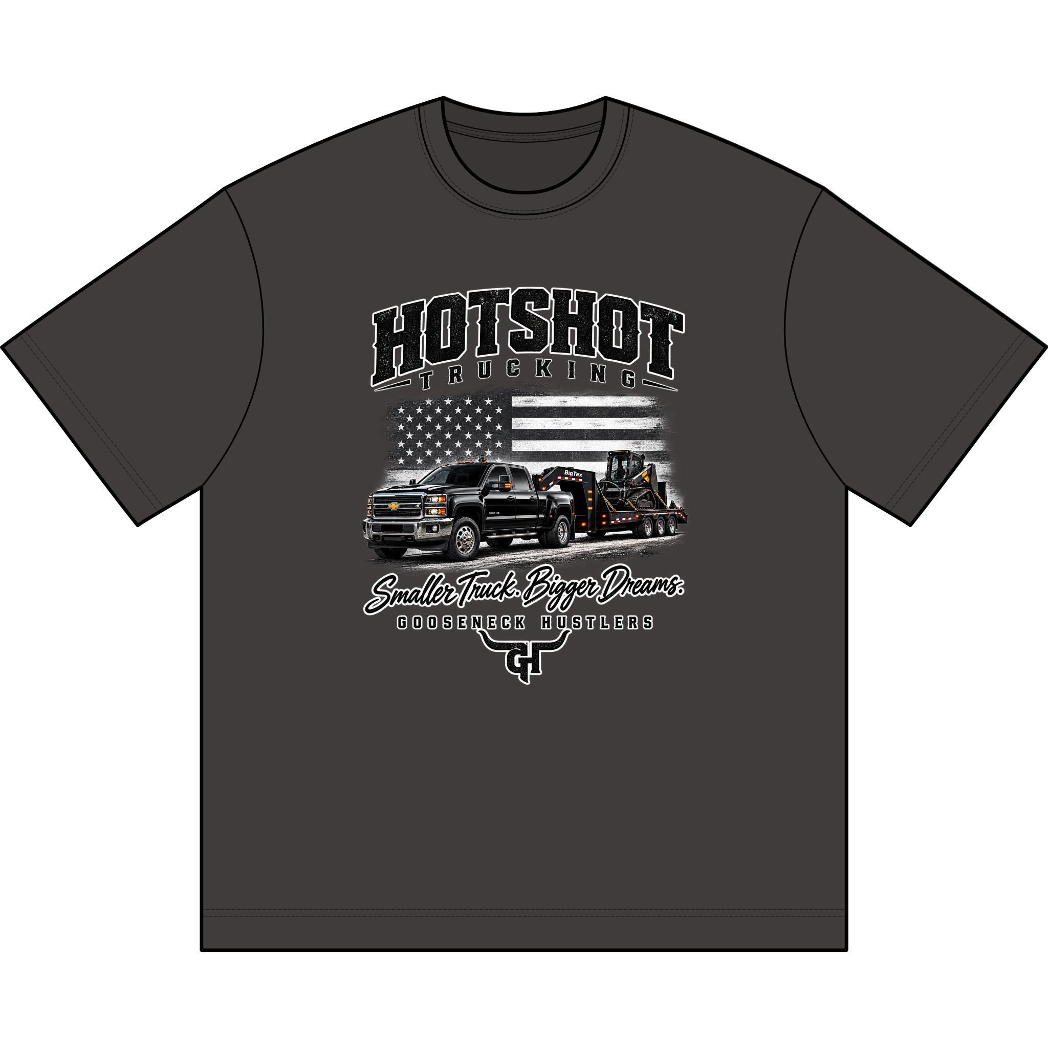 Hotshot Trucking Graphic Tee | Semi Trucks American Flag Design