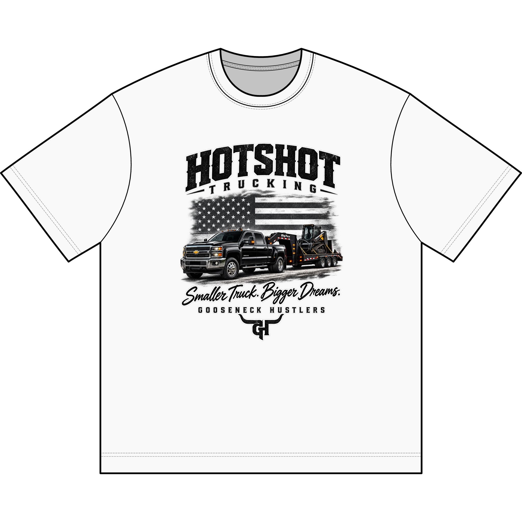 Hotshot Trucking Graphic Tee | Semi Trucks American Flag Design