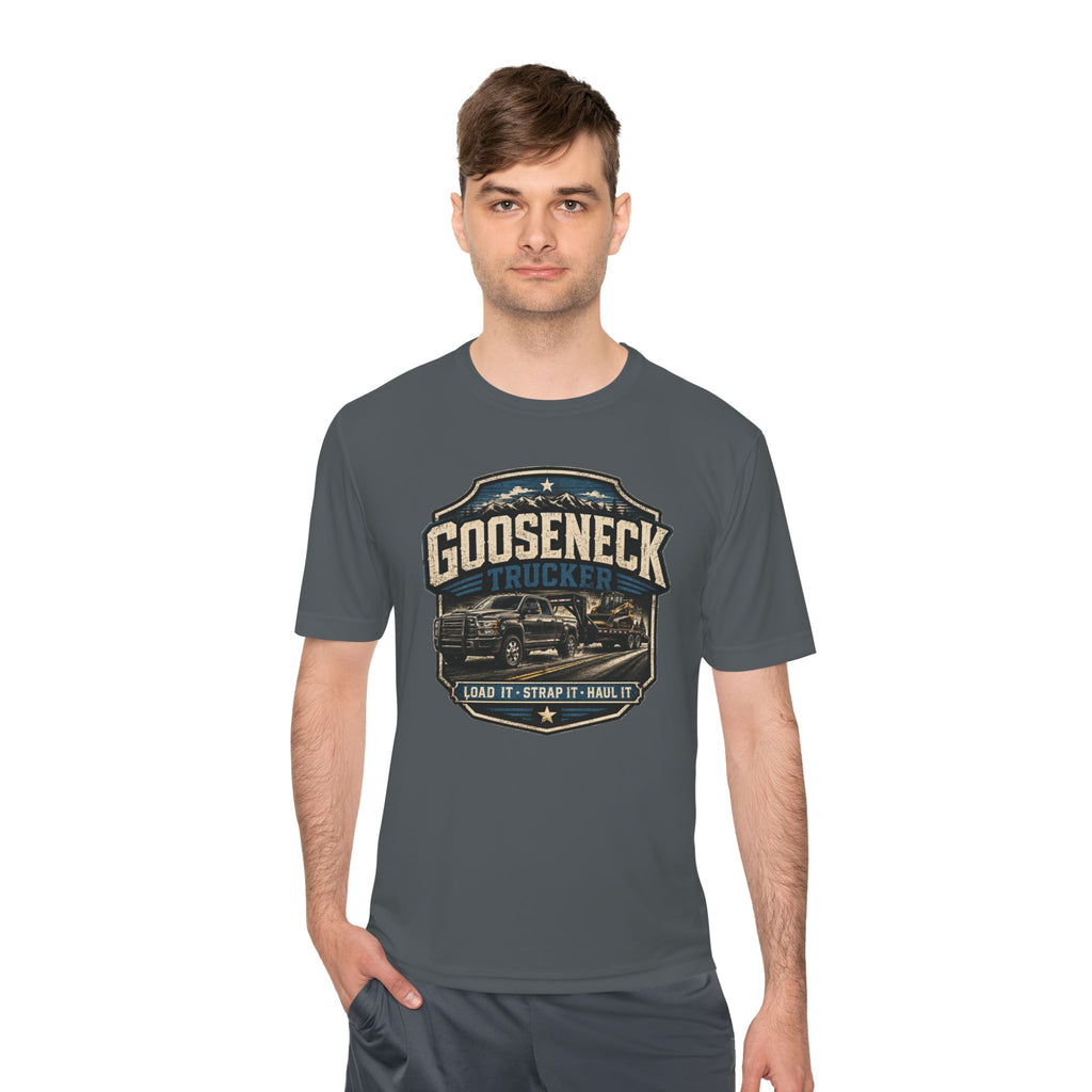 Gooseneck Trucker Tee — 'Gooseneck Trucker: Load It • Strap It • Haul It' Moisture‑Wicking Shirt