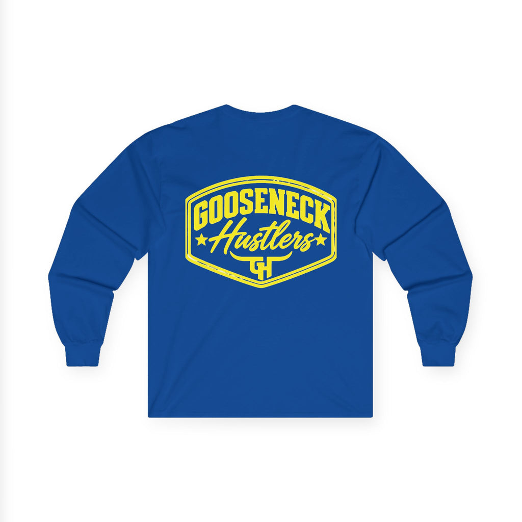 Gooseneck Hustlers logo Long Sleeve Tee | Western ranchy trucker design