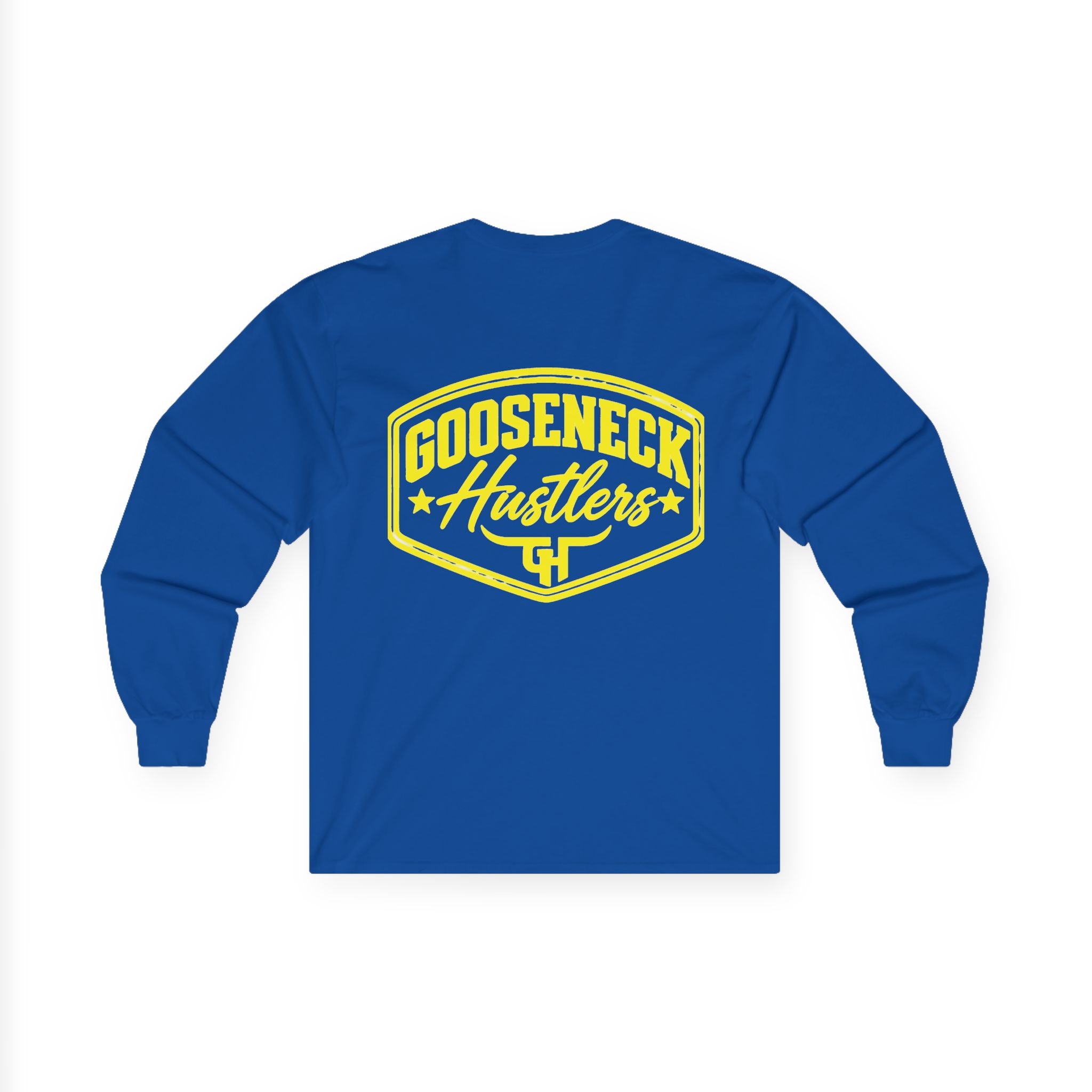 Gooseneck Hustlers logo Long Sleeve Tee | Western ranchy trucker design