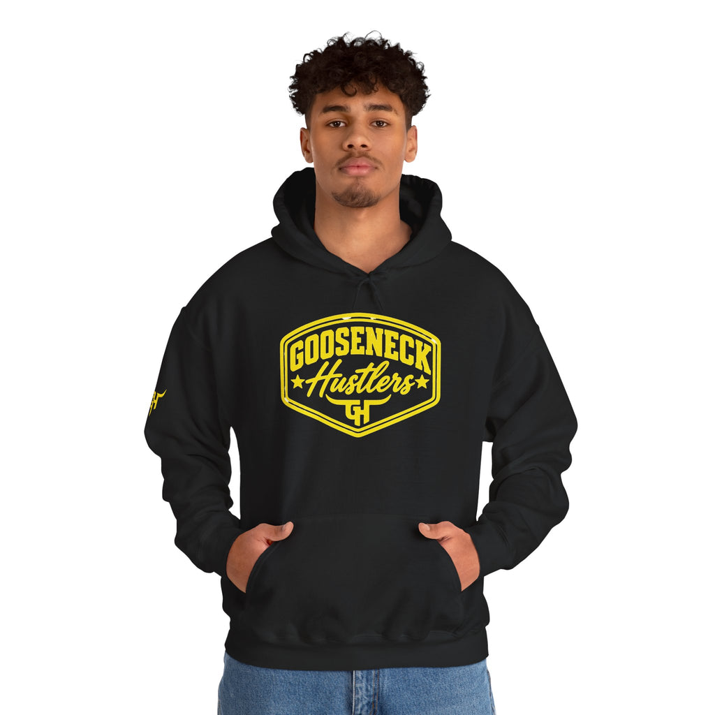 Gooseneck Hustlers Script Logo Hoodie | White Pullover Sweatshirt