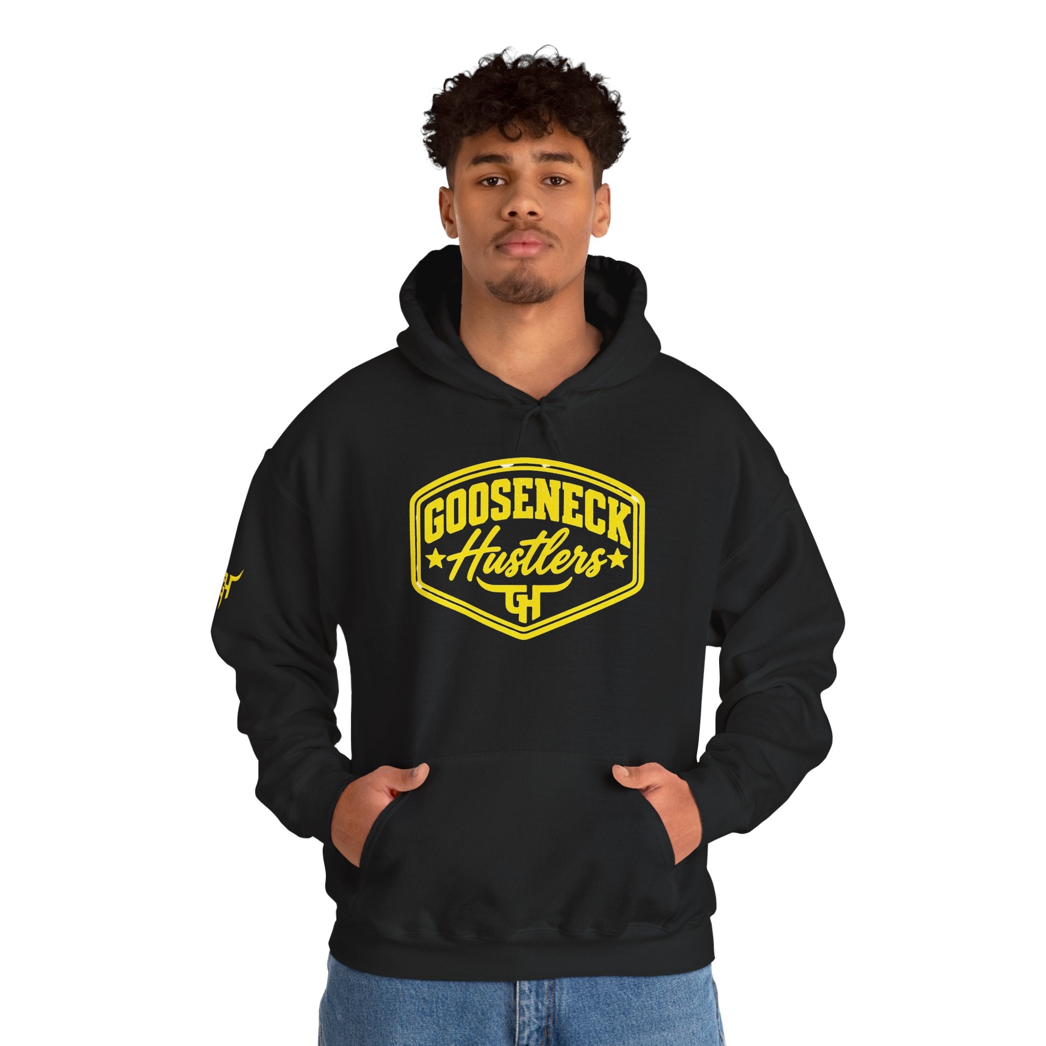 Gooseneck Hustlers Script Logo Hoodie | White Pullover Sweatshirt