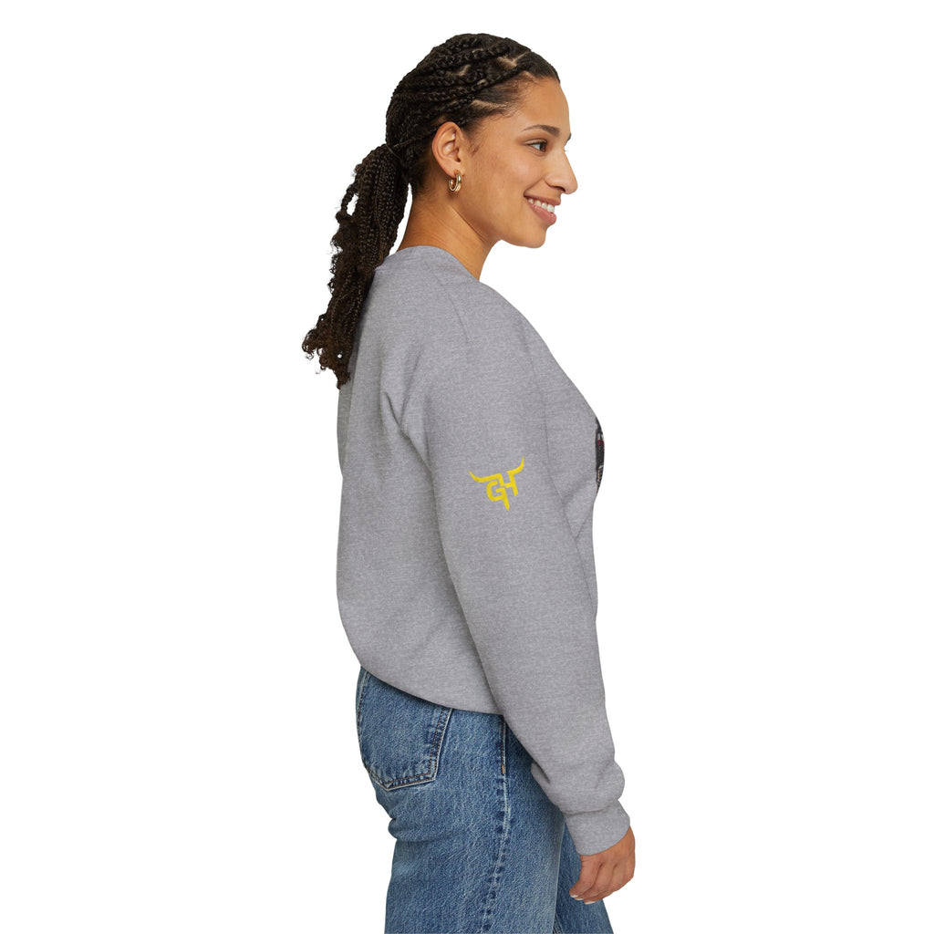 Goosenekk Hustlers Crewneck Sweatshirt | Vintage Car Street Scene, White