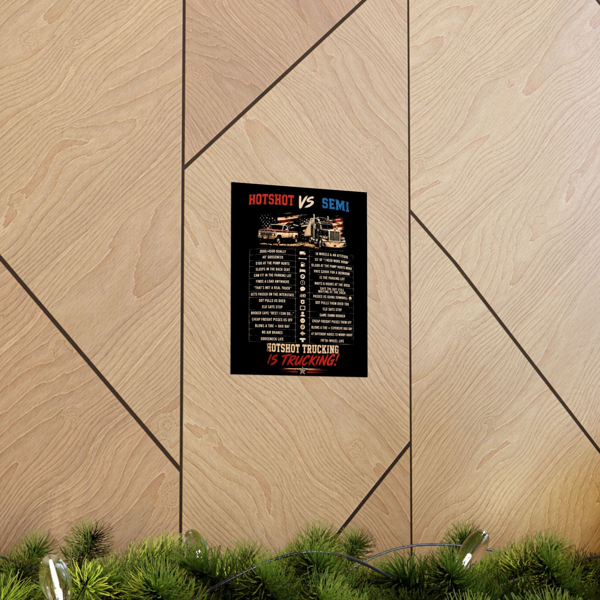 Hotshot vs Semi Matte Vertical Poster | Trucking Comparison Poster