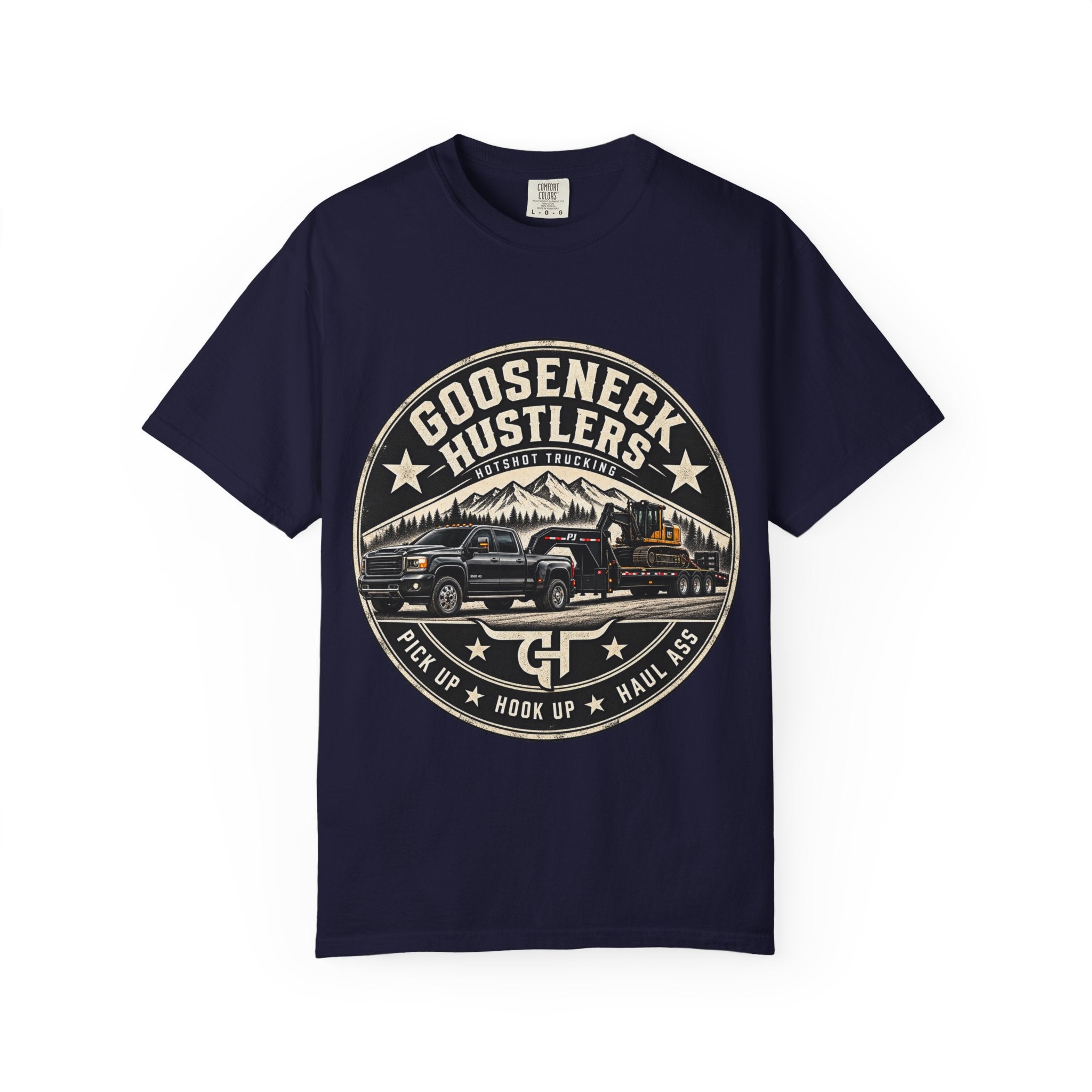 Gooseneck Hustlers Pickup Truck T-Shirt | Mountain Tow Haul Graphic