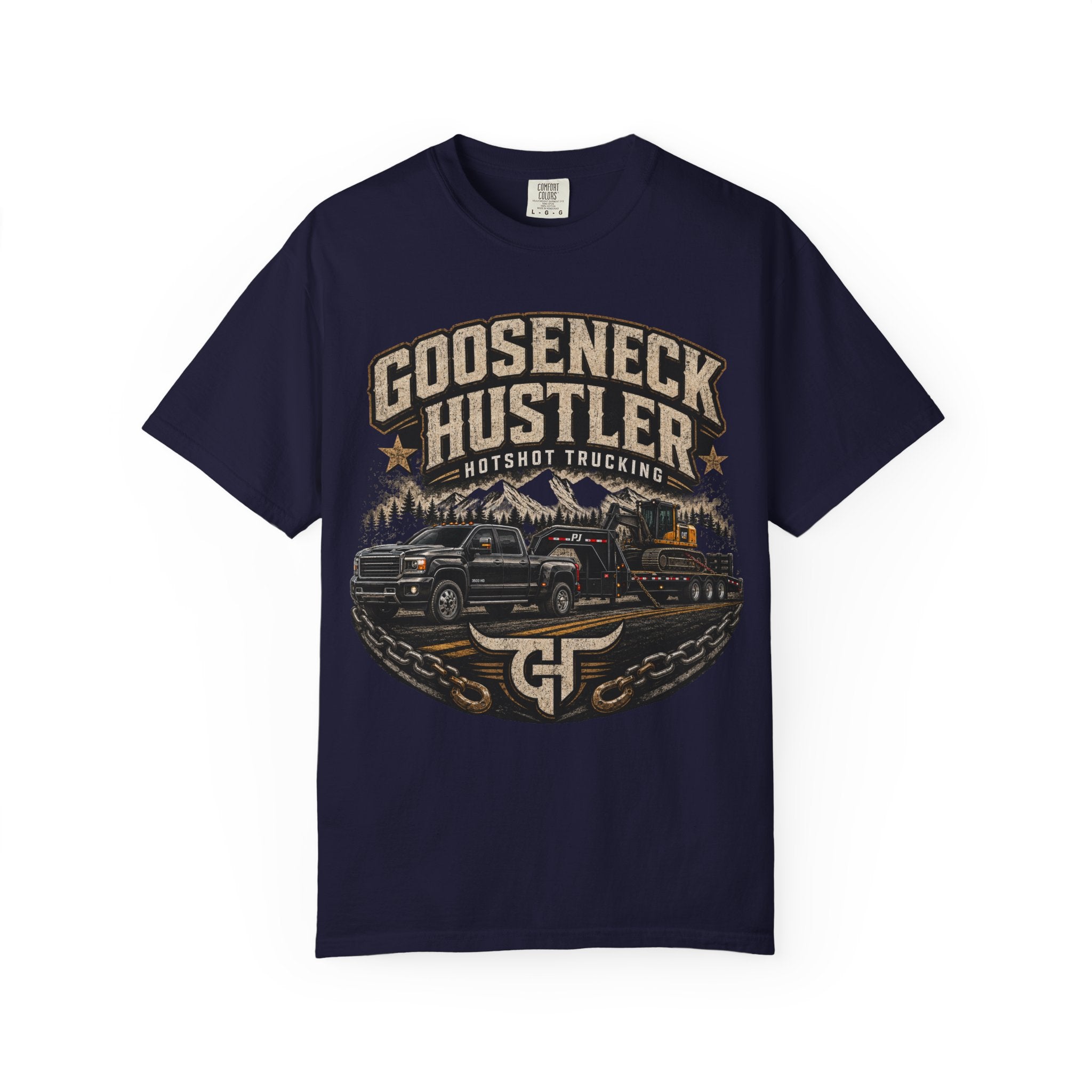 Gooseneck Hustler Trucking T-Shirt — Vintage Semi Truck & Hauler Tee