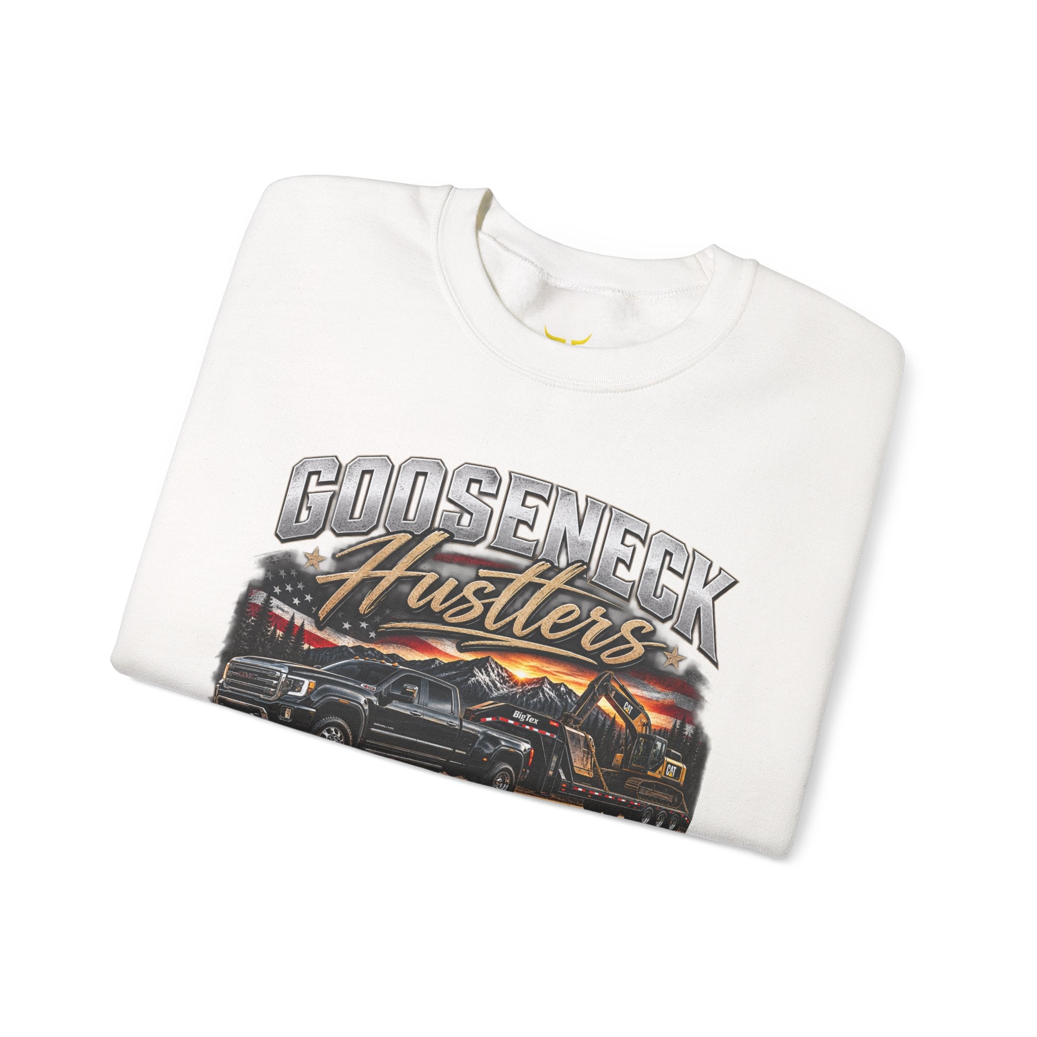 Goosenekk Hustlers Crewneck Sweatshirt | Vintage Car Street Scene, White