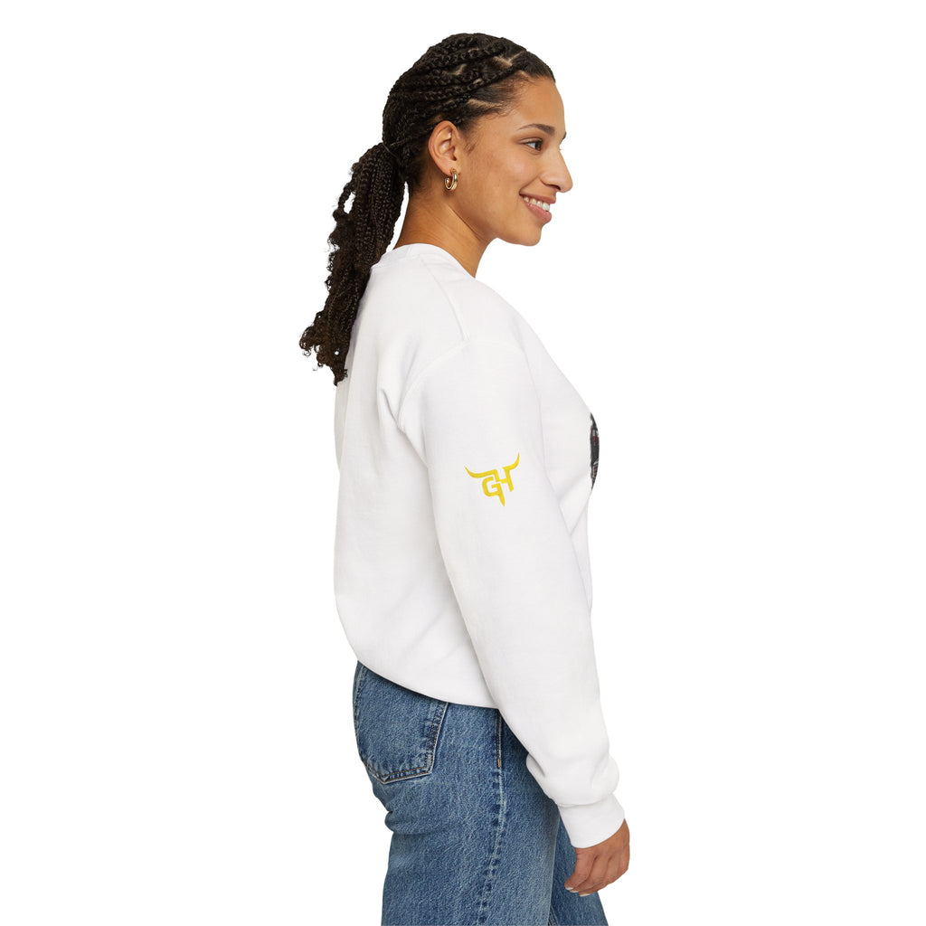 Goosenekk Hustlers Crewneck Sweatshirt | Vintage Car Street Scene, White