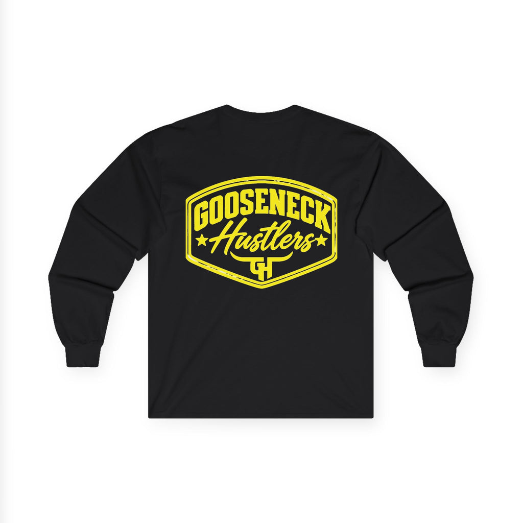 Gooseneck Hustlers logo Long Sleeve Tee | Western ranchy trucker design