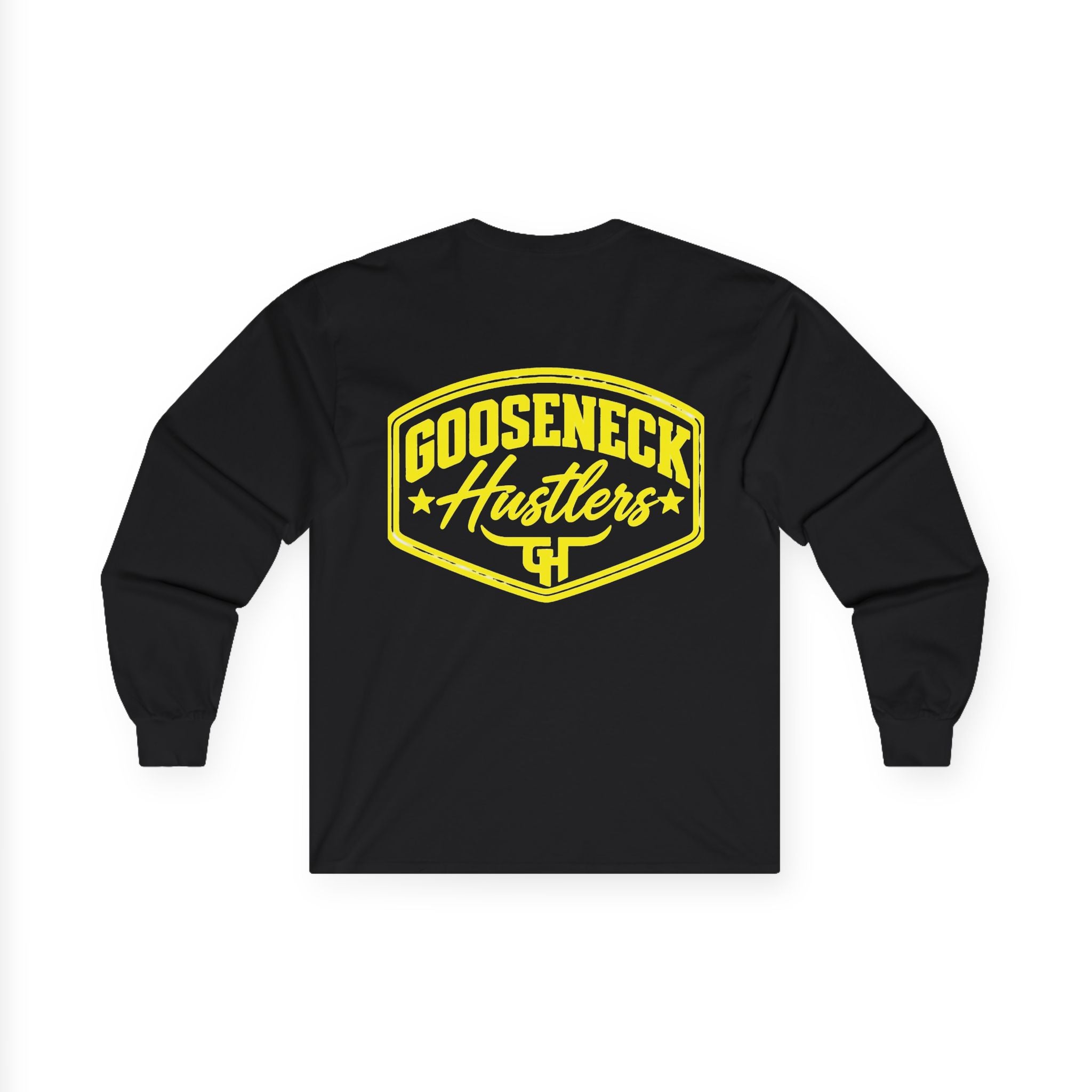 Gooseneck Hustlers logo Long Sleeve Tee | Western ranchy trucker design