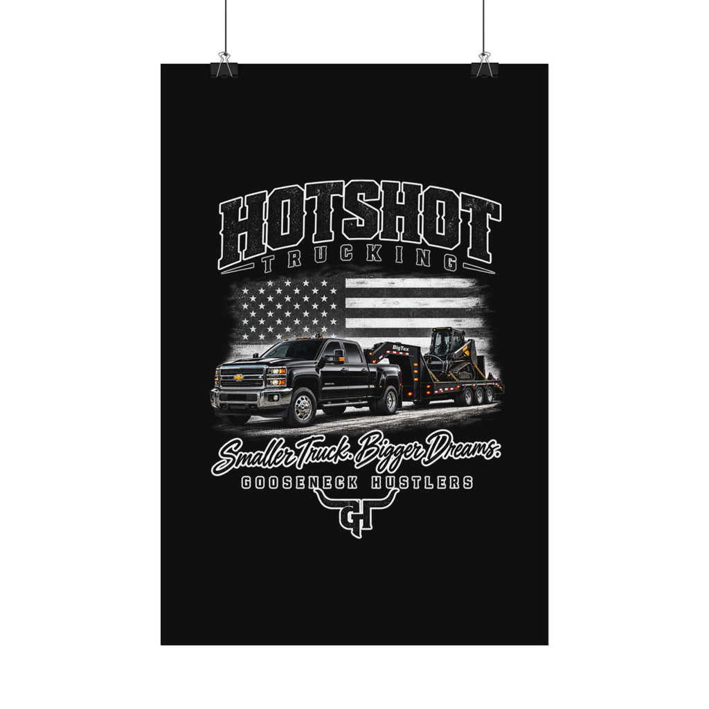 Hotshot Trucking Satin Poster | Gooseneck Tow Truck, American Flag