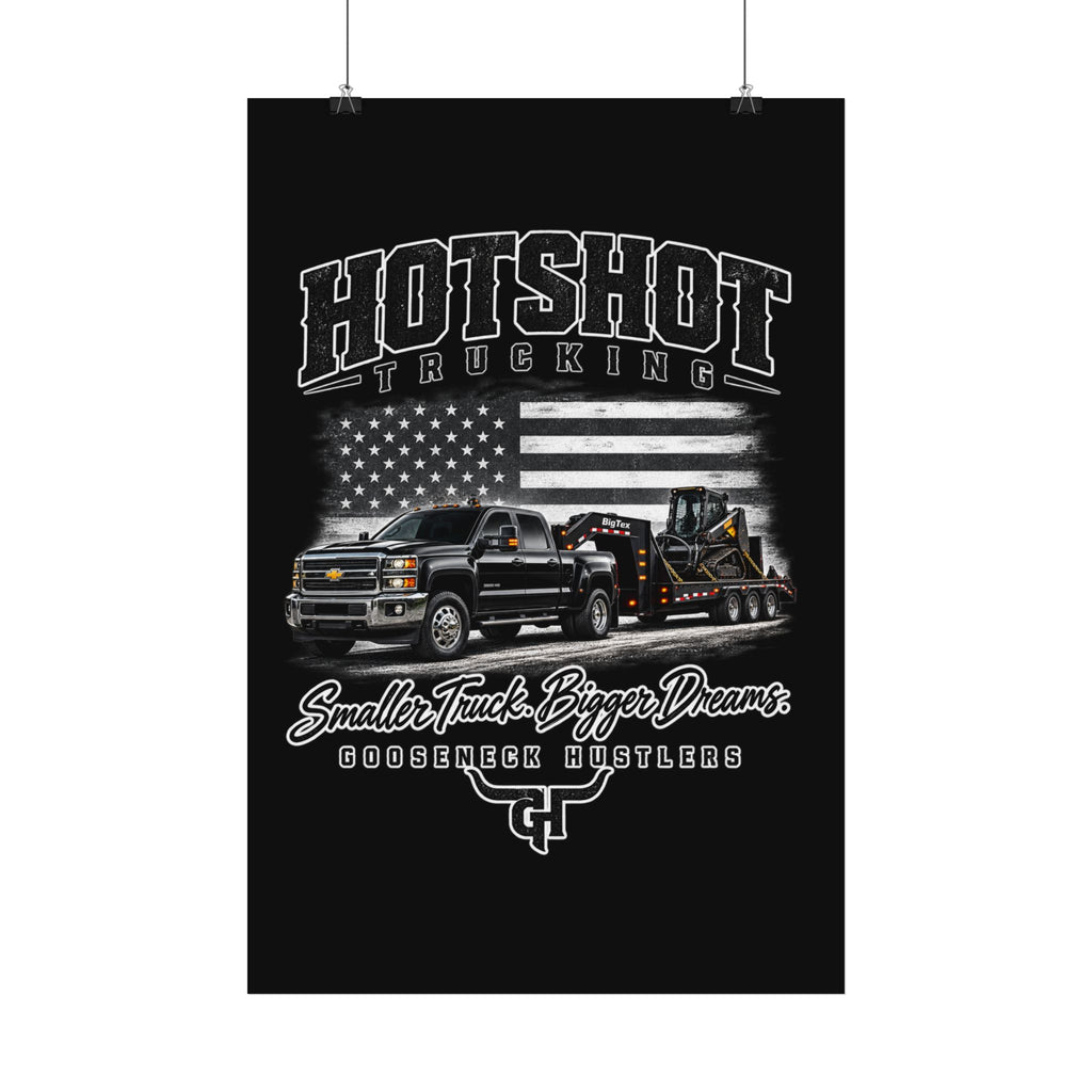 Hotshot Trucking Satin Poster | Gooseneck Tow Truck, American Flag