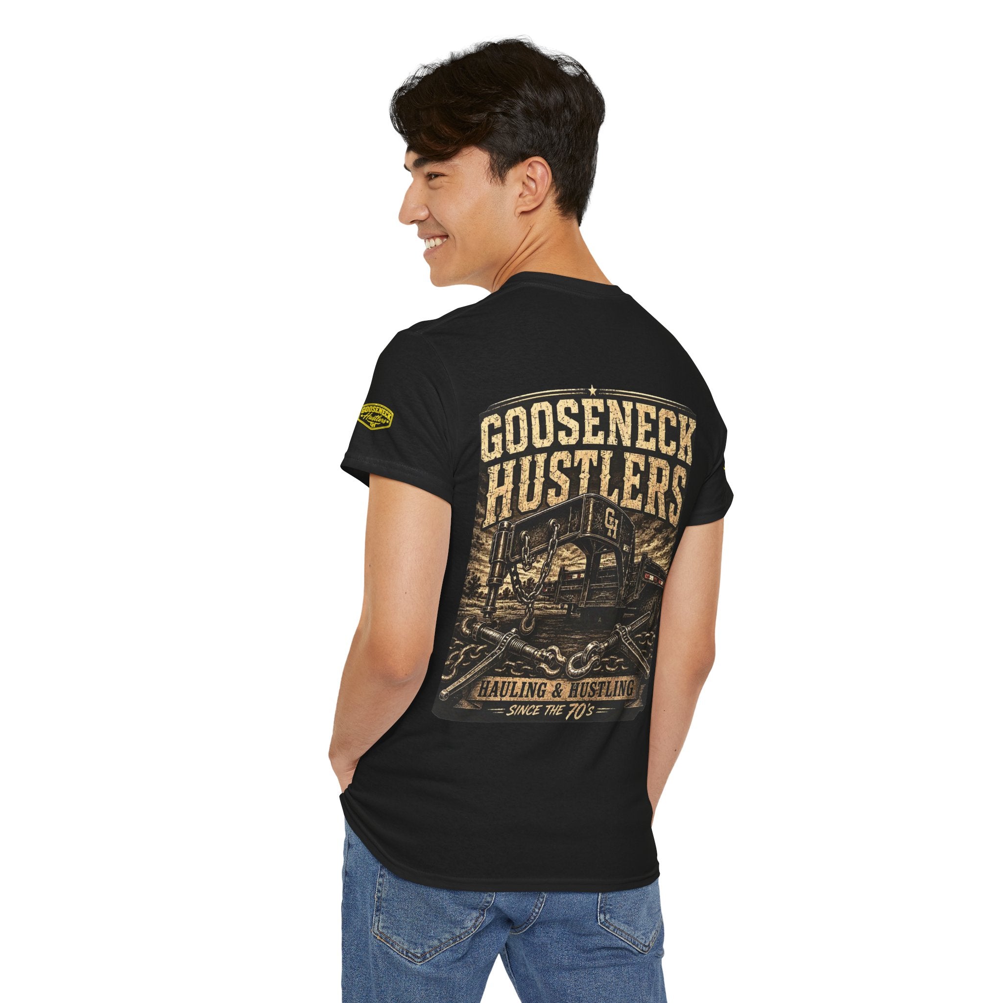 Gooseneck Hustlers trucker graphic Tee | hauler towing vintage design