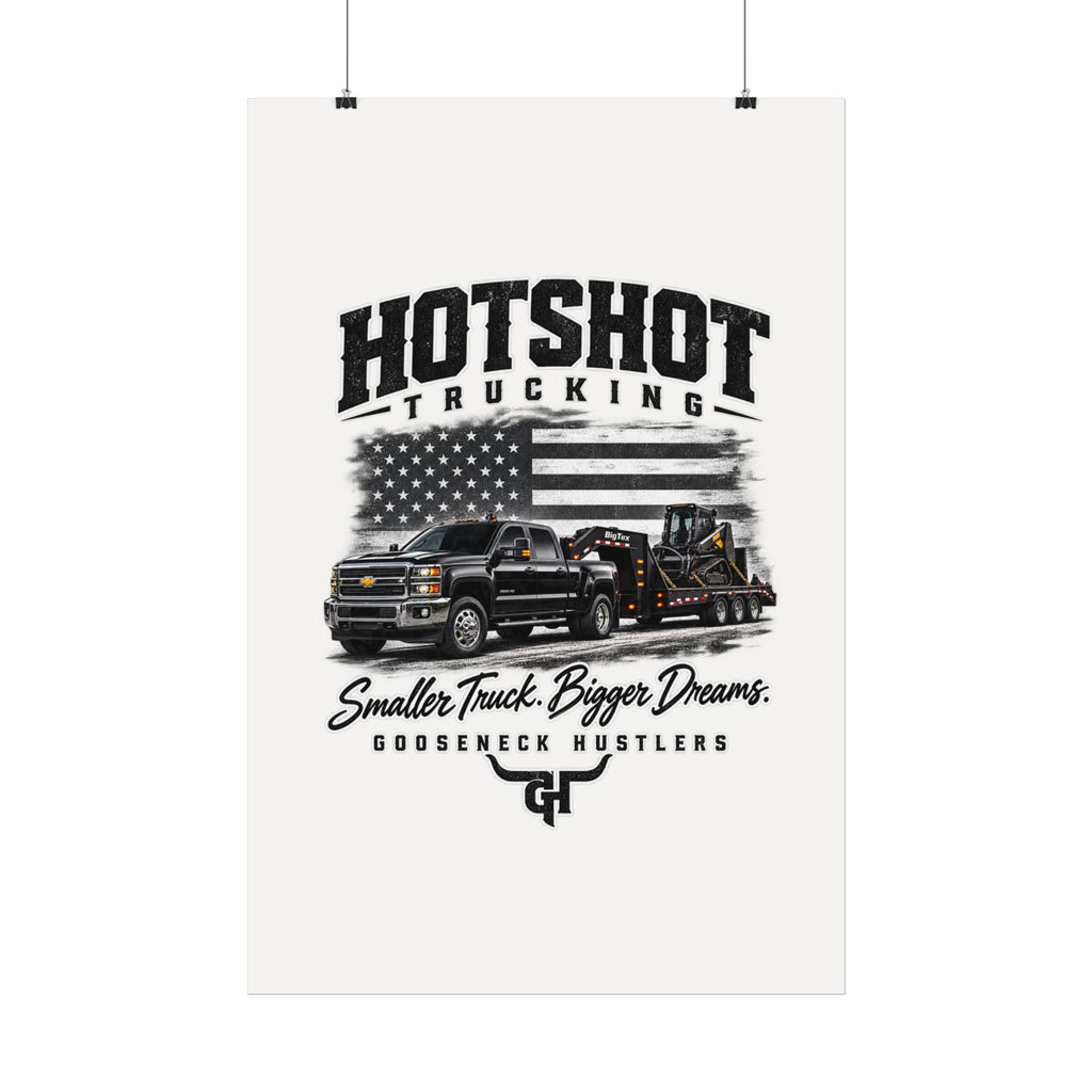 Hotshot Trucking Satin Poster | Gooseneck Tow Truck, American Flag