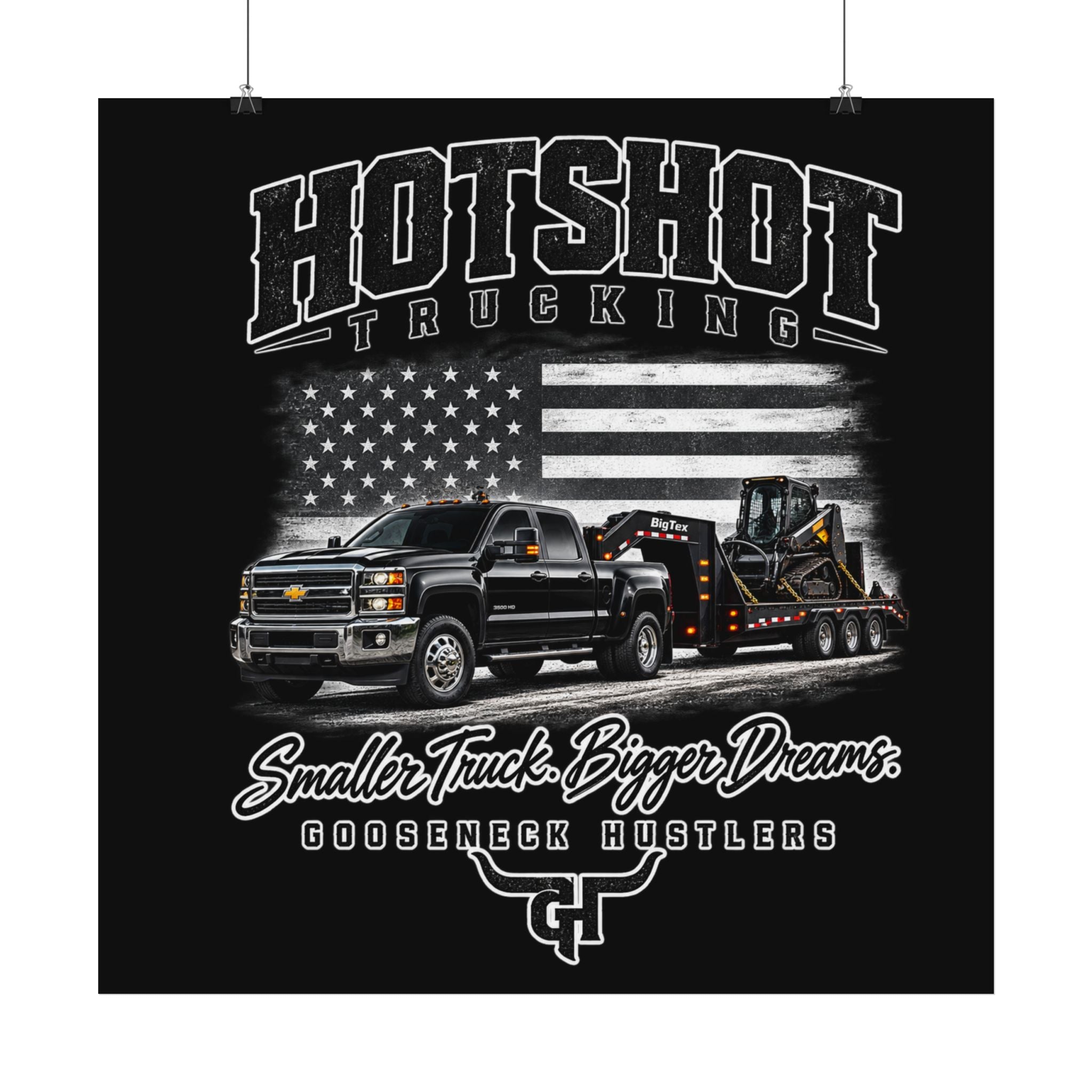 Hotshot Trucking Satin Poster | Gooseneck Tow Truck, American Flag