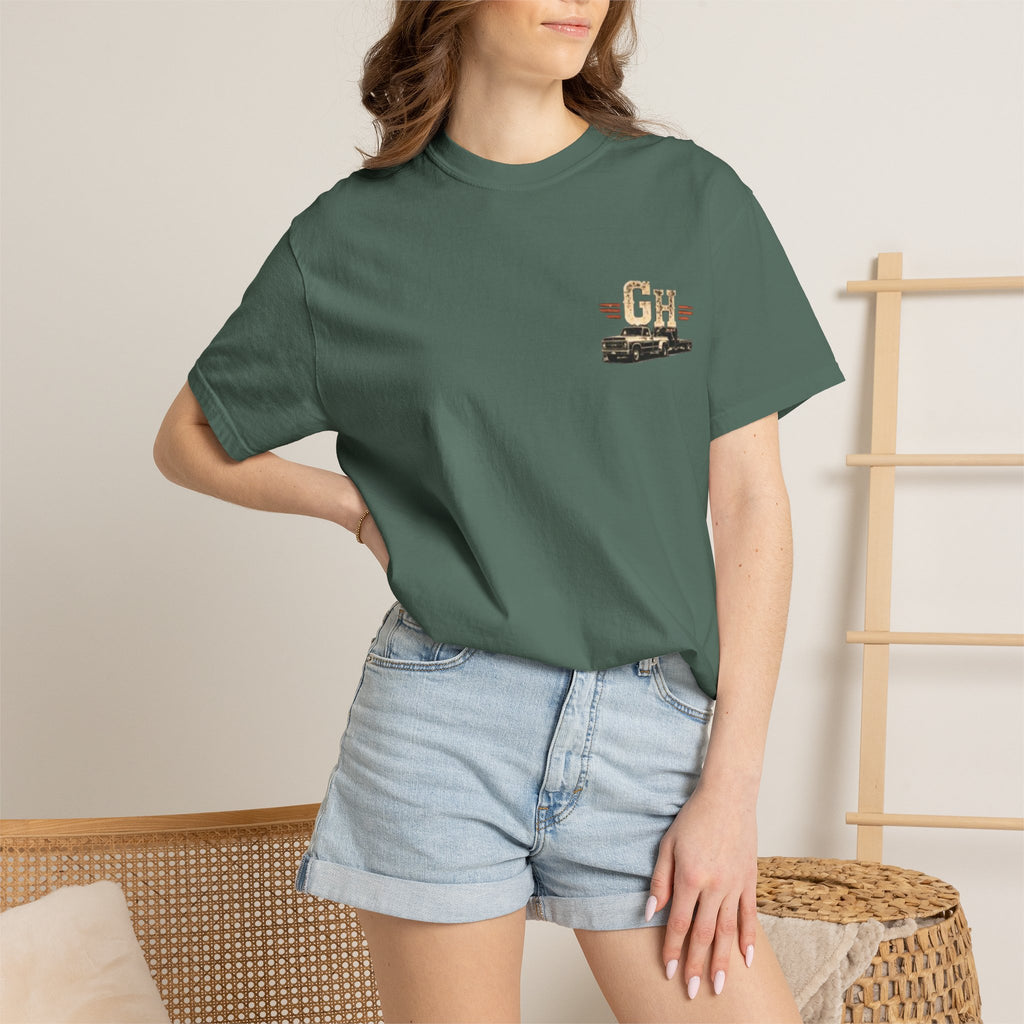 Vintage Pickup Truck T-Shirt — "Godseneck Hustlers" Retro Workwear Tee