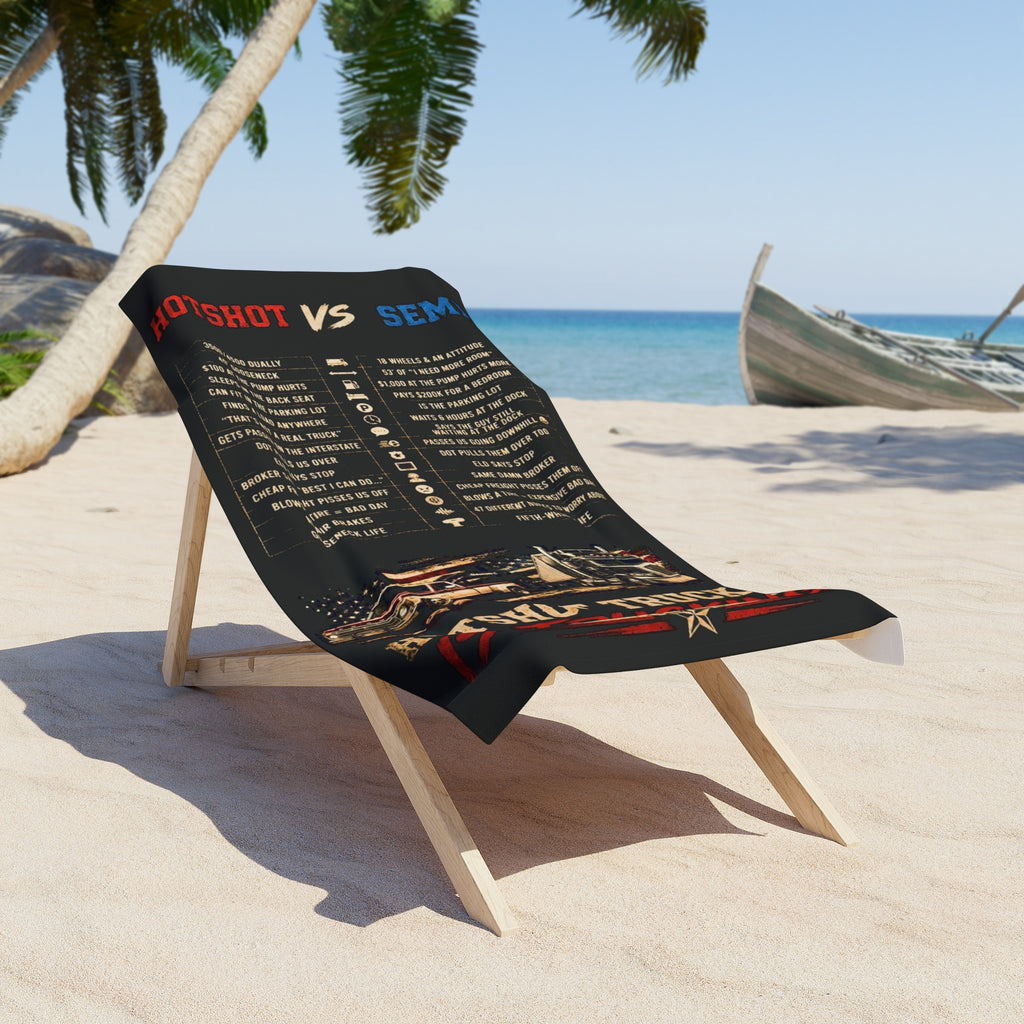 Trucker Rules Beach Towel – "Hotshot vs Semi" Trucking Design