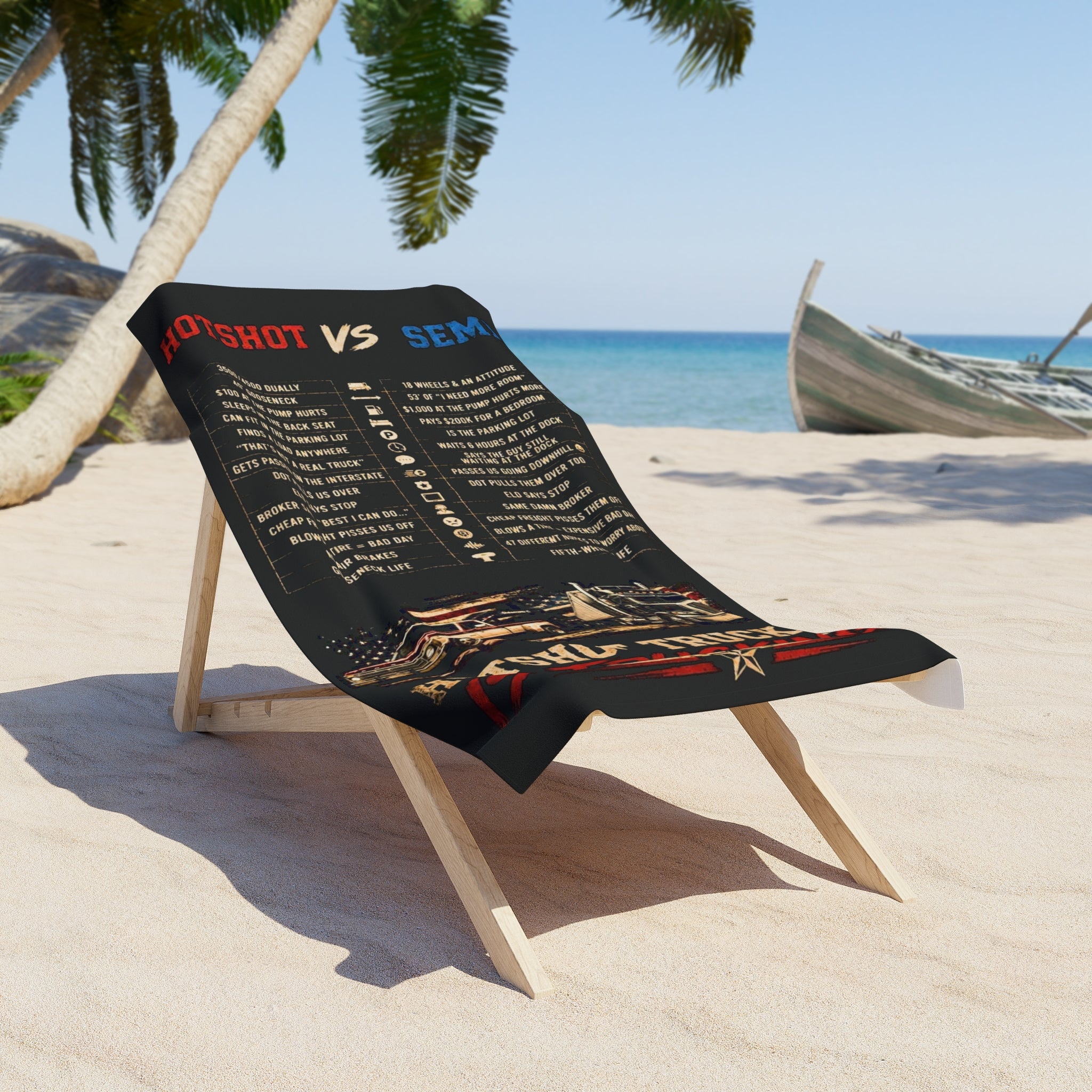 Trucker Rules Beach Towel – "Hotshot vs Semi" Trucking Design