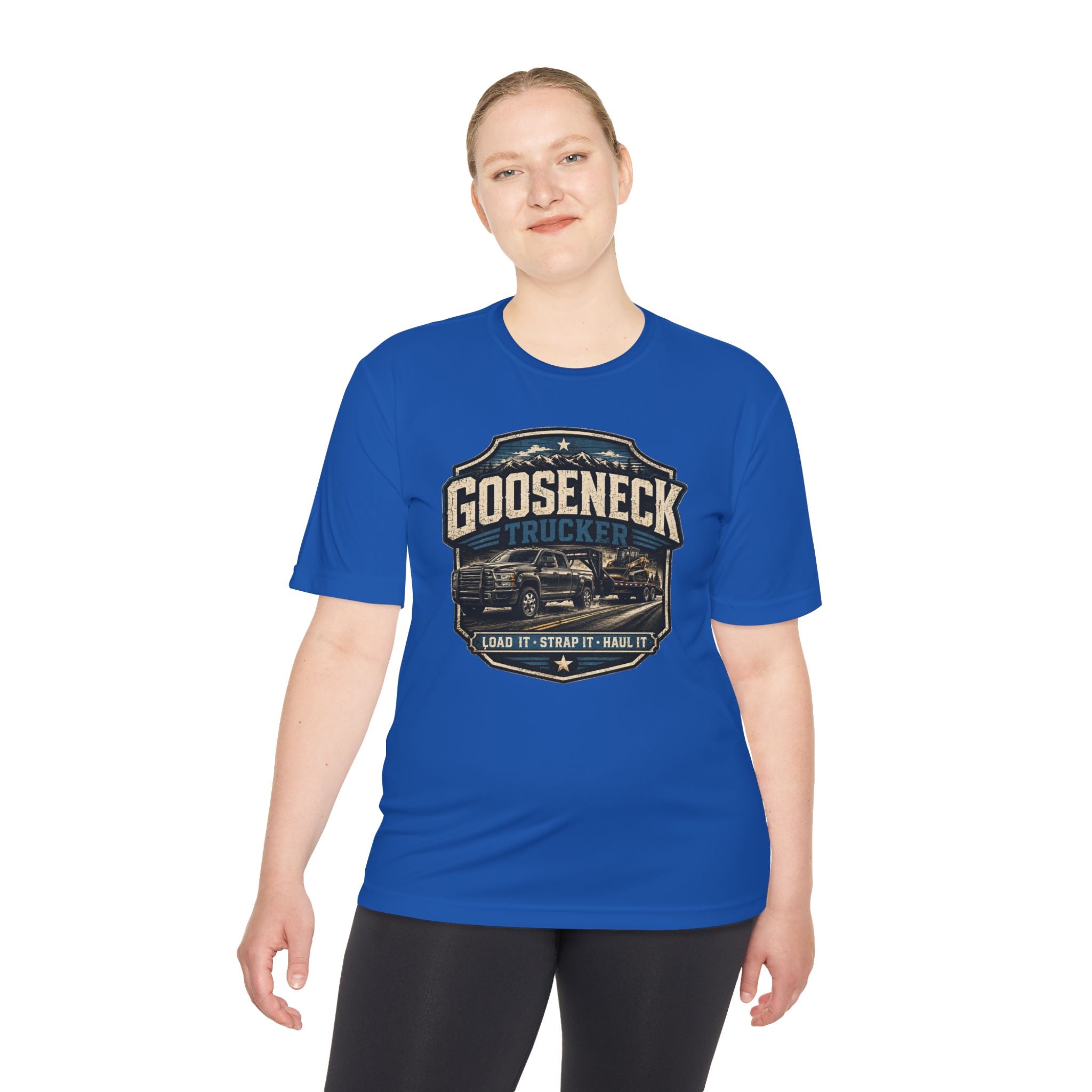 Gooseneck Trucker Tee — 'Gooseneck Trucker: Load It • Strap It • Haul It' Moisture‑Wicking Shirt