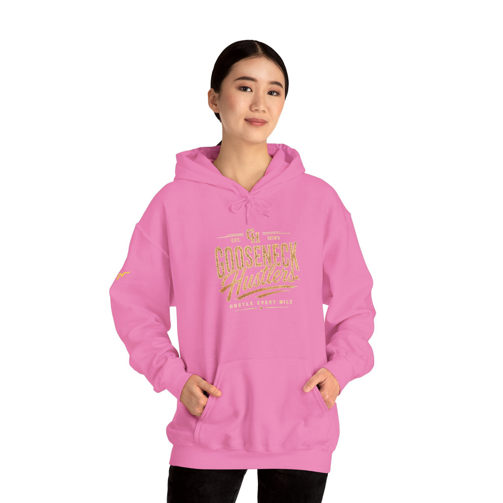 Gooseneck Hustlers Script Logo Hoodie | White Pullover Sweatshirt