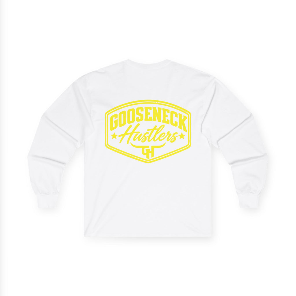 Gooseneck Hustlers logo Long Sleeve Tee | Western ranchy trucker design