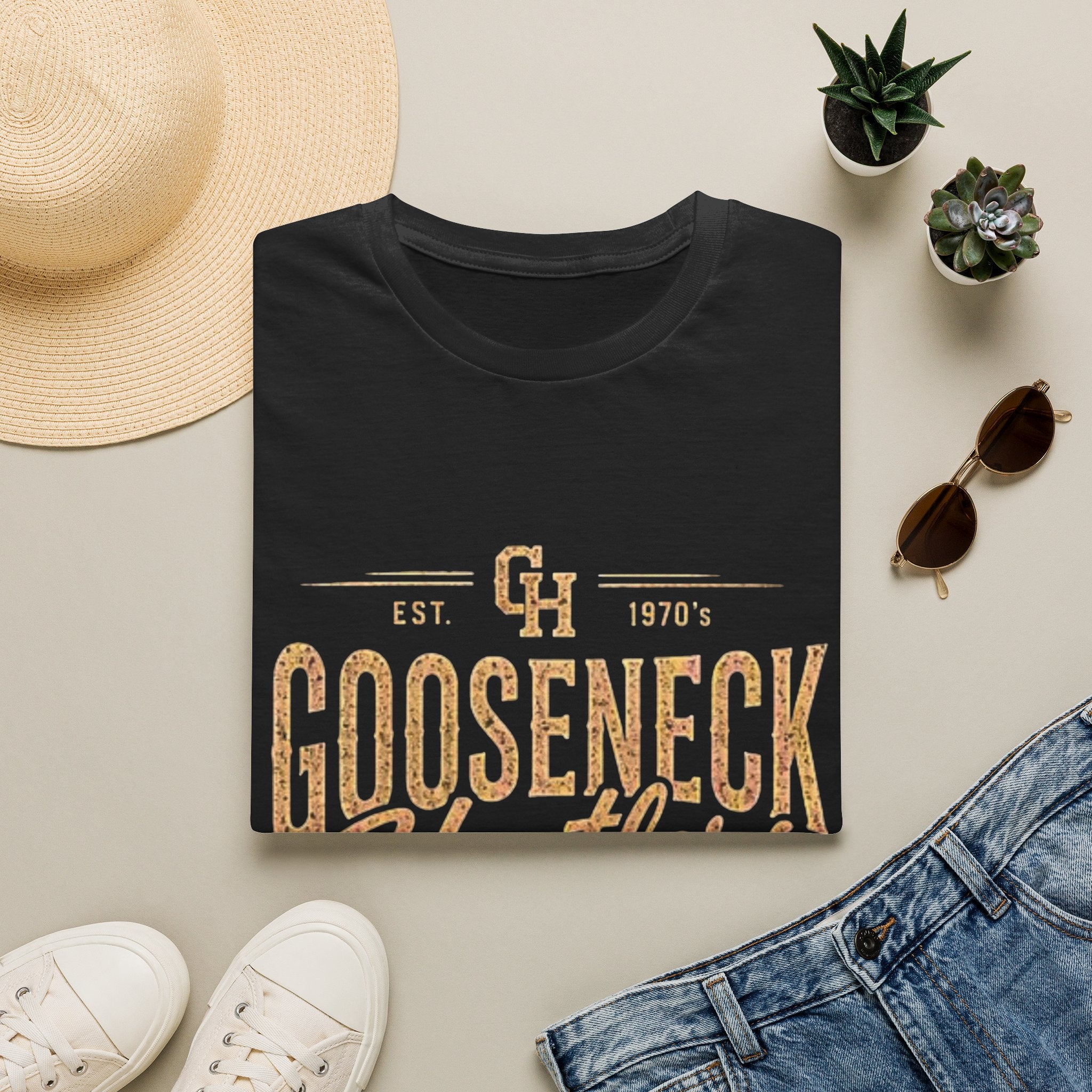 Gooseneck Hustlers T-Shirt — Vintage Script Logo Tee