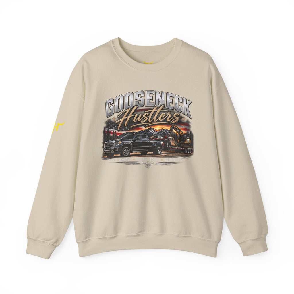 Goosenekk Hustlers Crewneck Sweatshirt | Vintage Car Street Scene, White