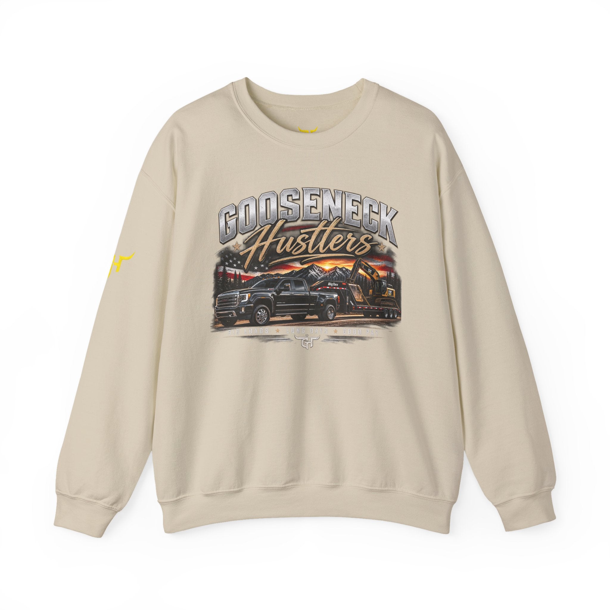 Goosenekk Hustlers Crewneck Sweatshirt | Vintage Car Street Scene, White