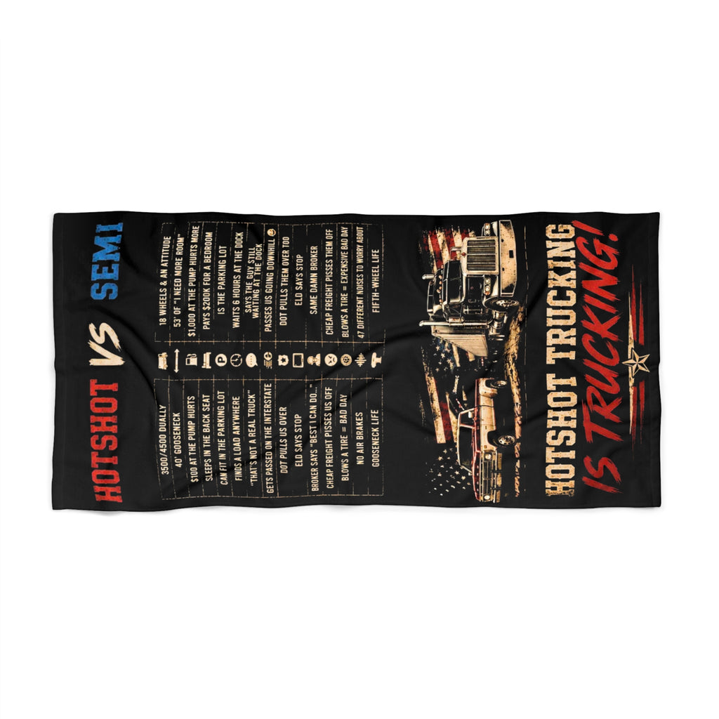 Trucker Rules Beach Towel – "Hotshot vs Semi" Trucking Design