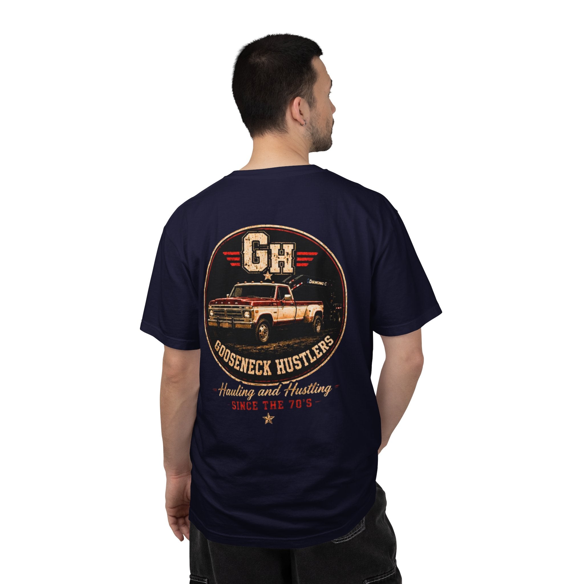Vintage Pickup Truck T-Shirt — "Godseneck Hustlers" Retro Workwear Tee