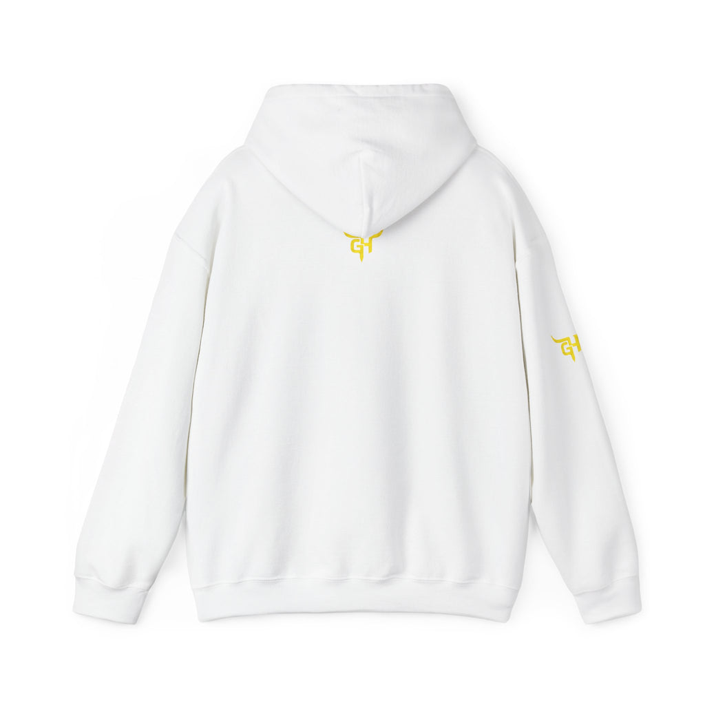 Gooseneck Hustlers Script Logo Hoodie | White Pullover Sweatshirt