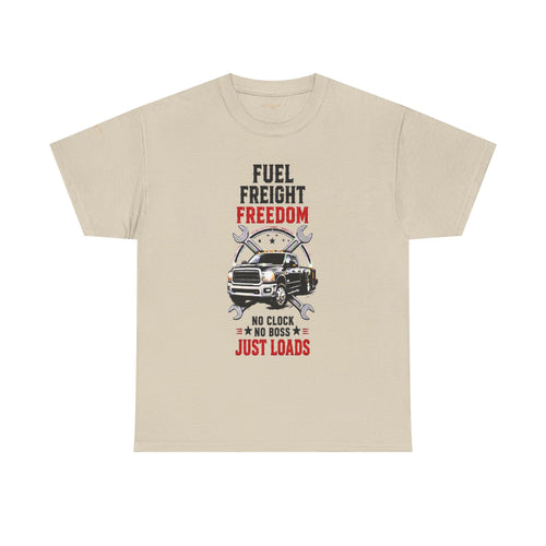 Fuel Freight Freedom trucker graphic tee | No Clock No Boss Just Loads