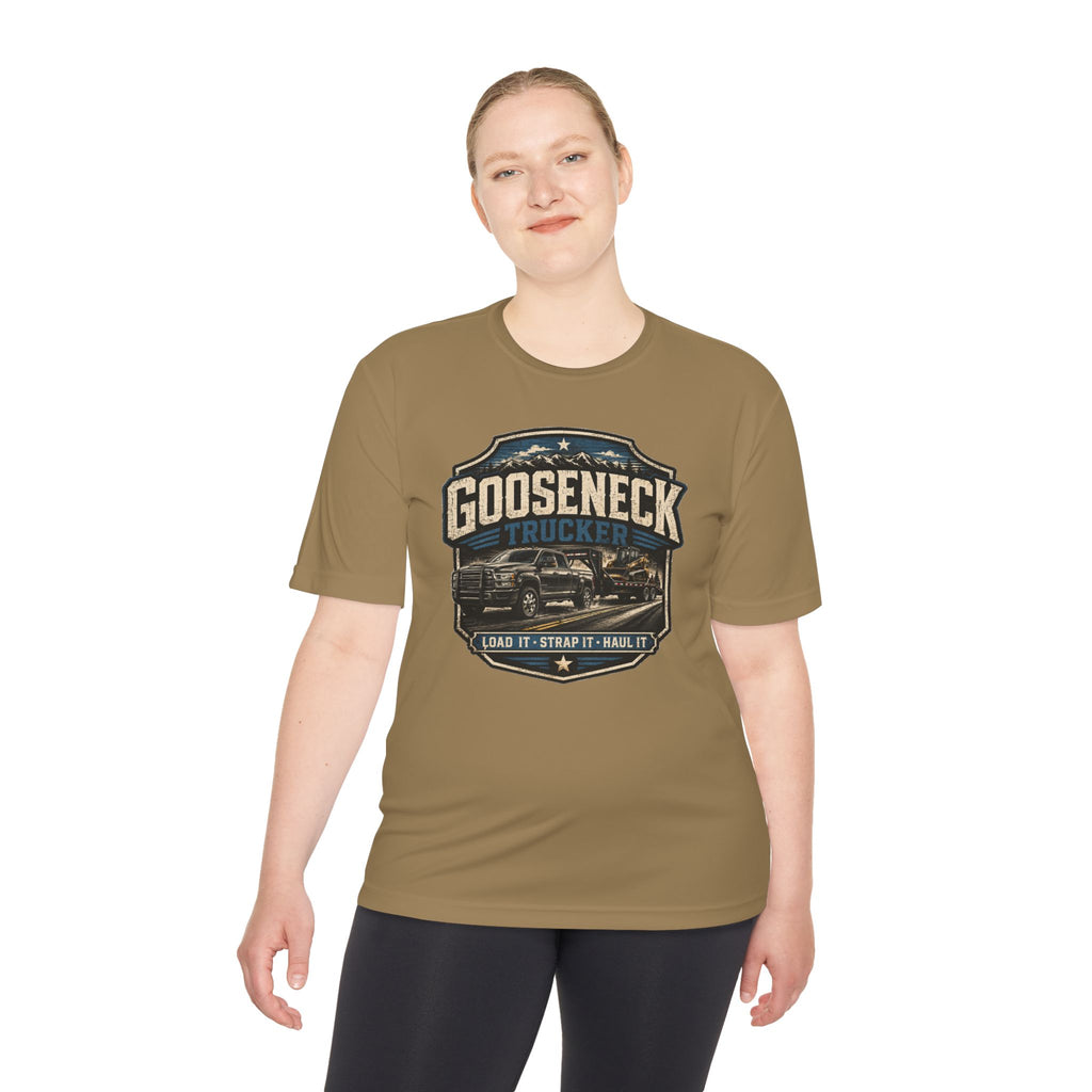 Gooseneck Trucker Tee — 'Gooseneck Trucker: Load It • Strap It • Haul It' Moisture‑Wicking Shirt
