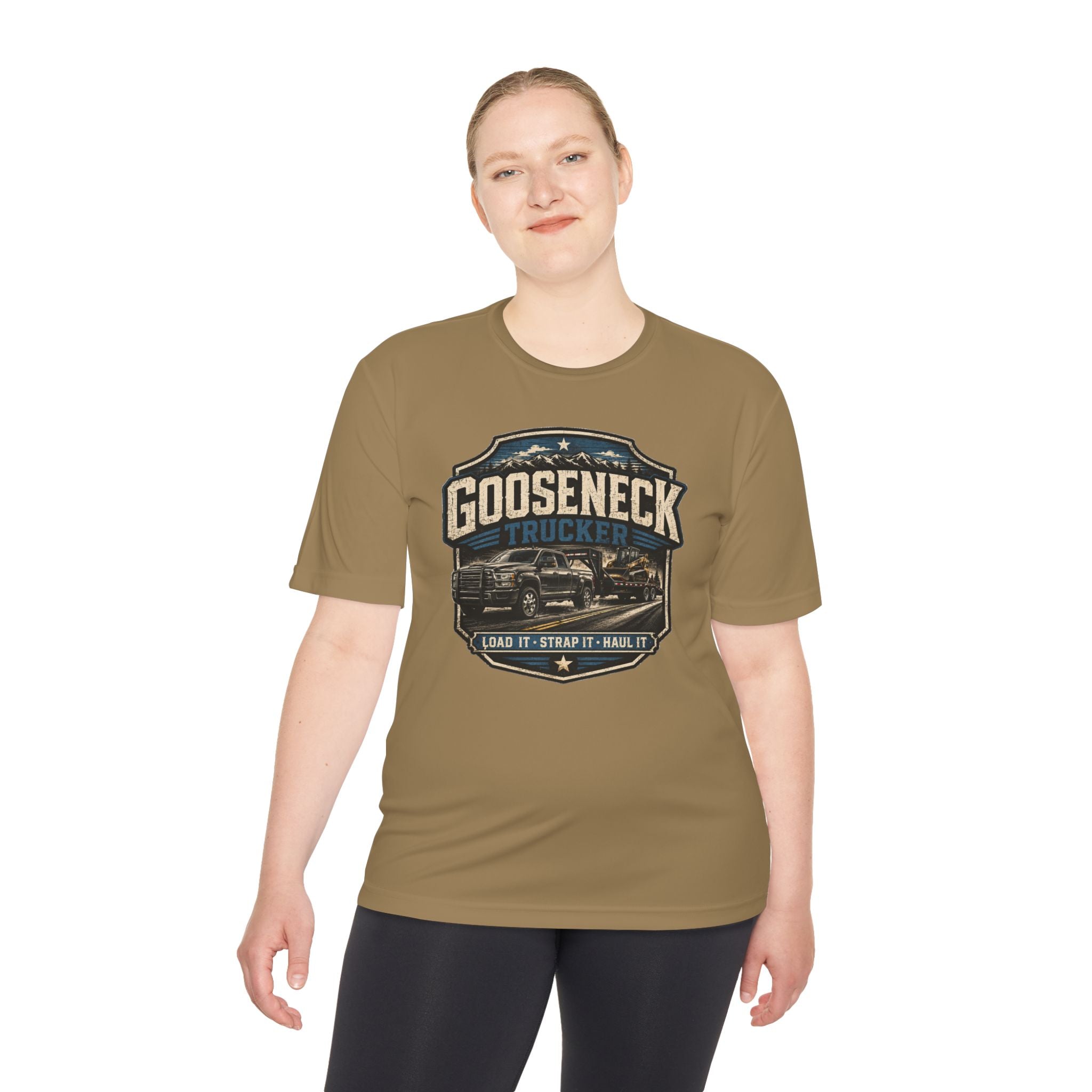 Gooseneck Trucker Tee — 'Gooseneck Trucker: Load It • Strap It • Haul It' Moisture‑Wicking Shirt