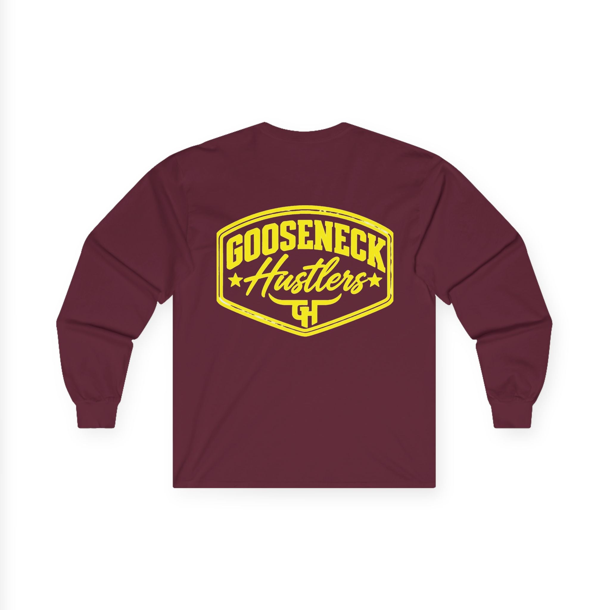 Gooseneck Hustlers logo Long Sleeve Tee | Western ranchy trucker design