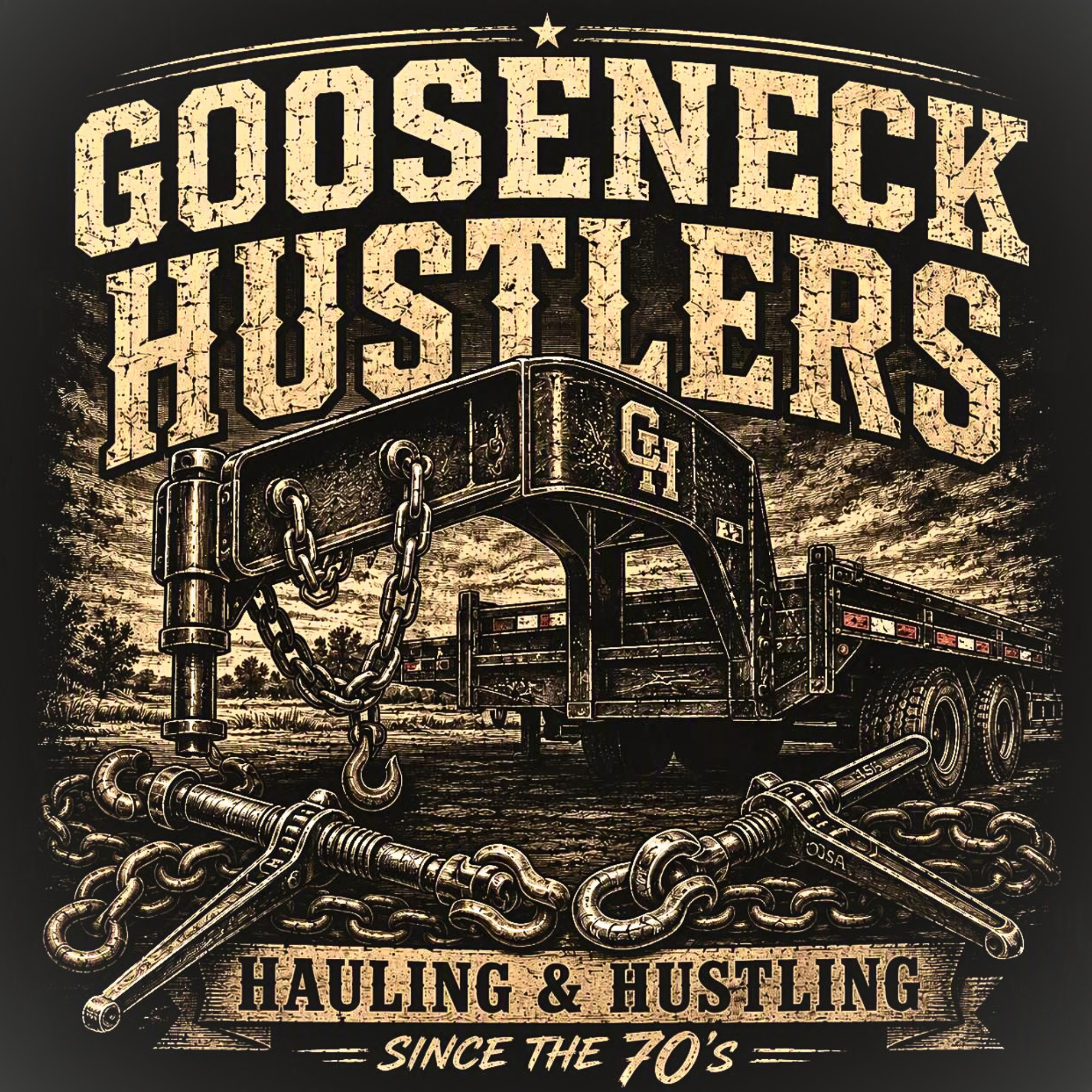 Gooseneck Hustlers trucker graphic Tee | hauler towing vintage design