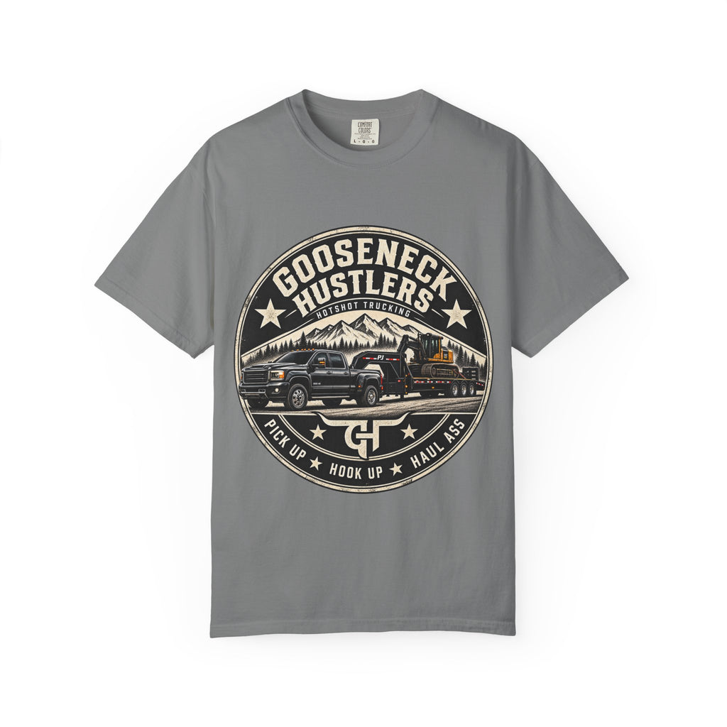 Gooseneck Hustlers Pickup Truck T-Shirt | Mountain Tow Haul Graphic