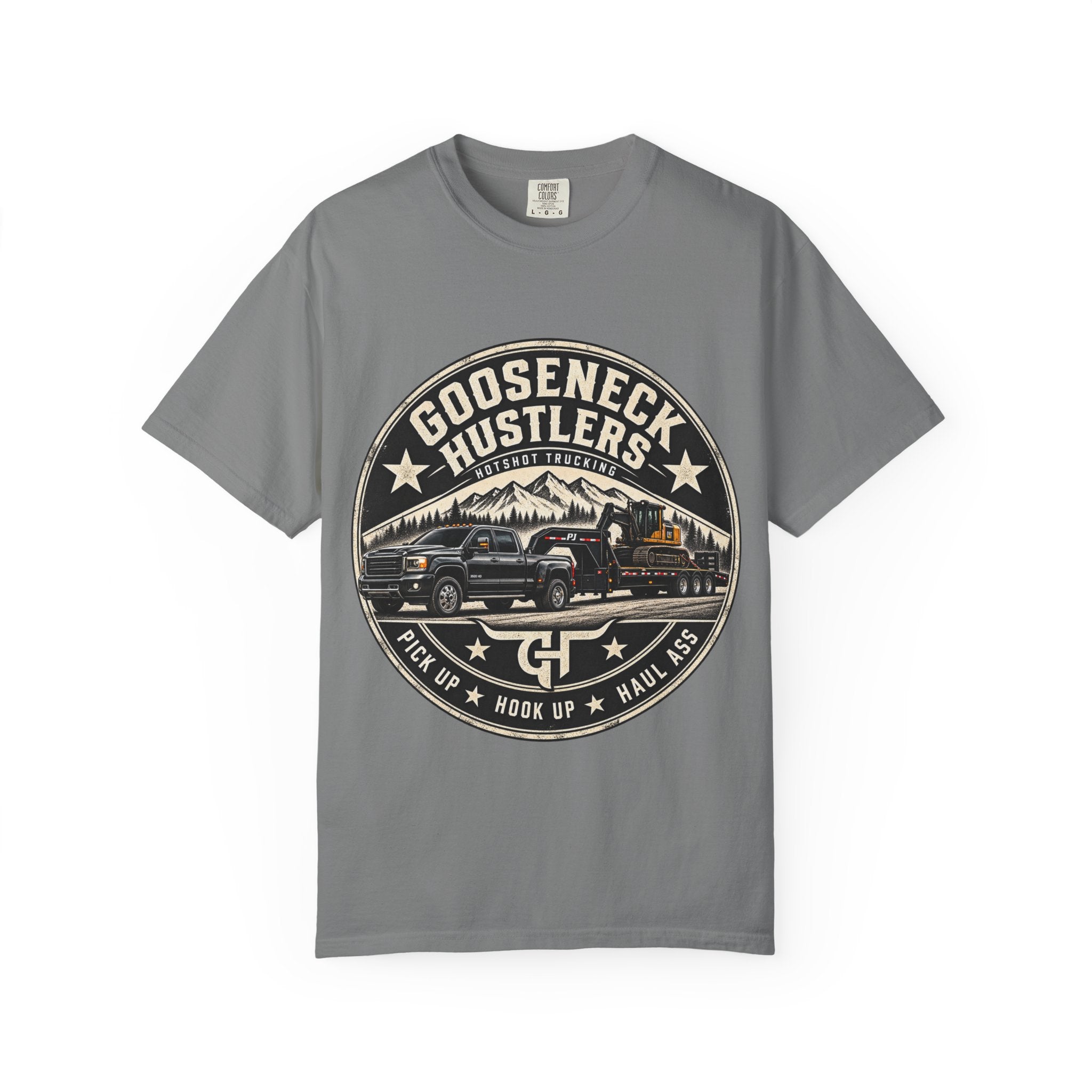 Gooseneck Hustlers Pickup Truck T-Shirt | Mountain Tow Haul Graphic