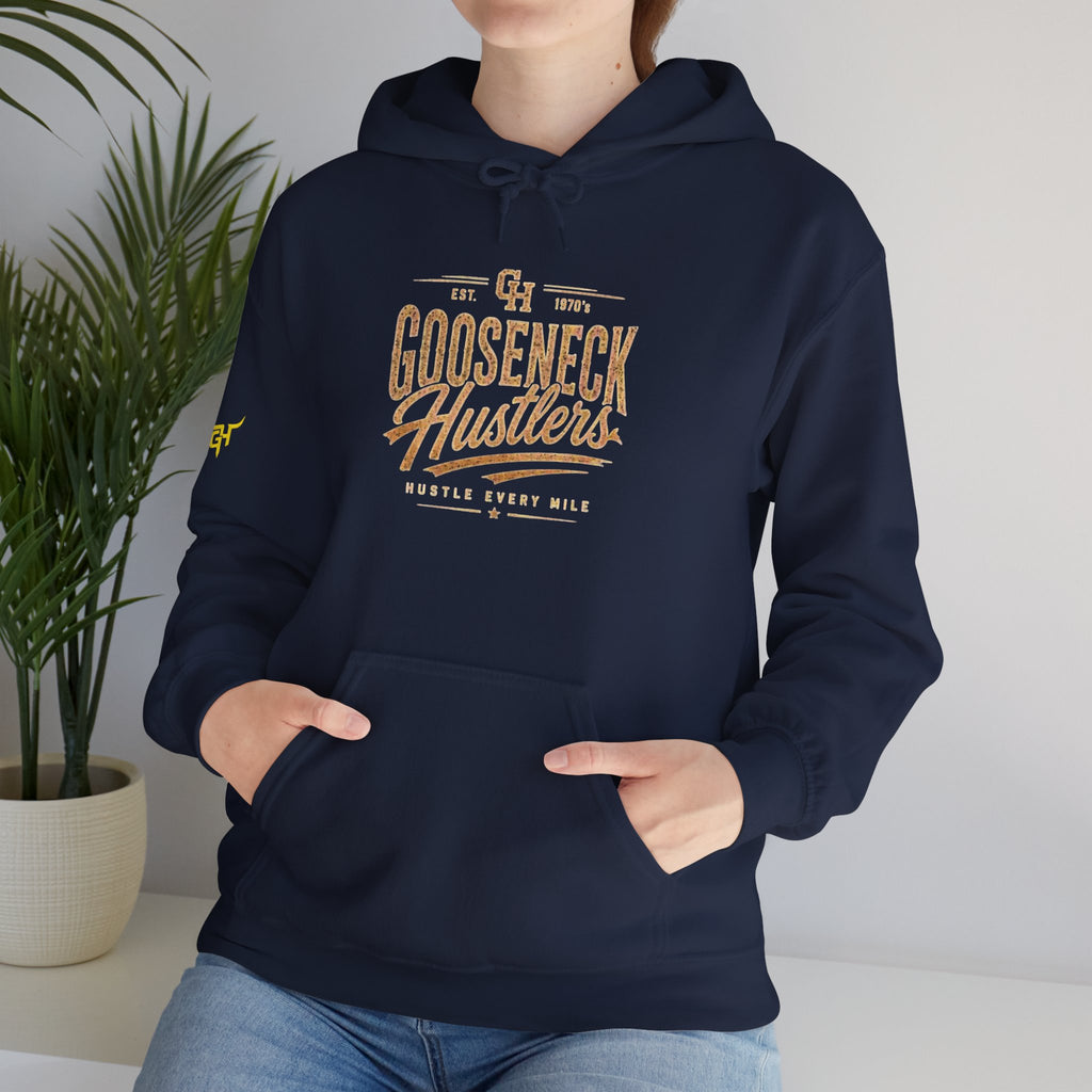 Gooseneck Hustlers Script Logo Hoodie | White Pullover Sweatshirt