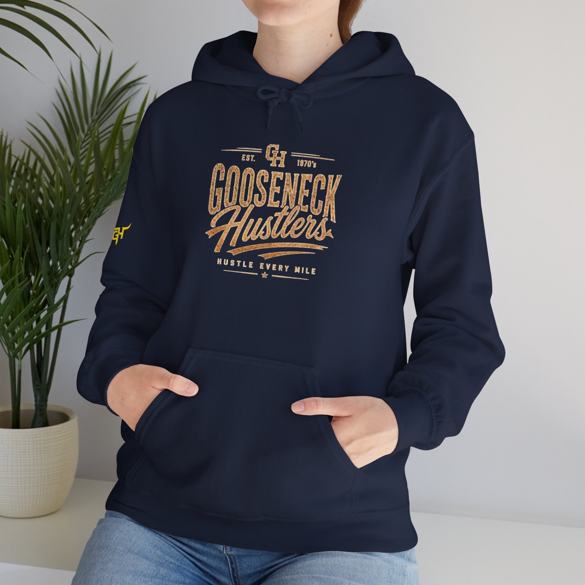 Gooseneck Hustlers Script Logo Hoodie | White Pullover Sweatshirt